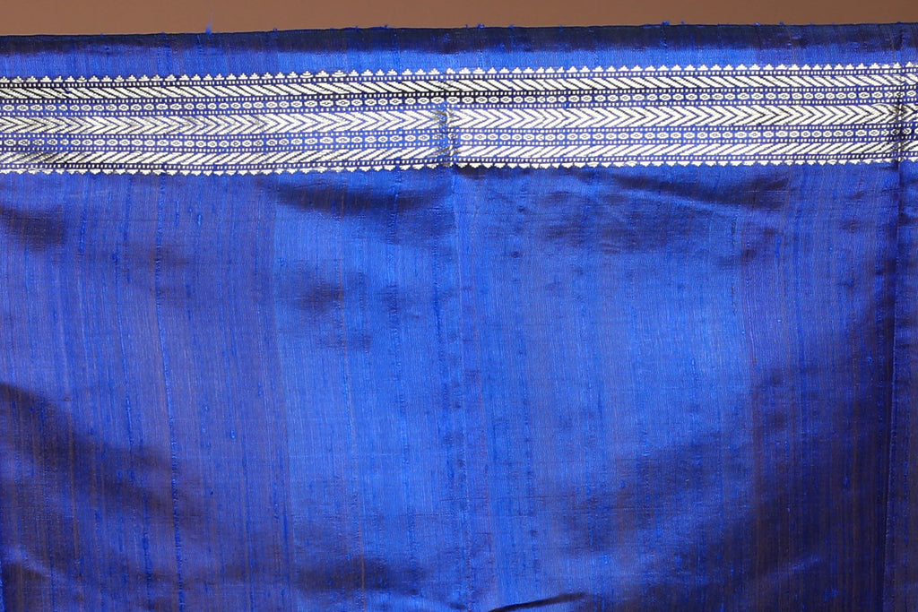 Magenda Blue Chattisgarh Raw Silk Saree With Blouse Piece