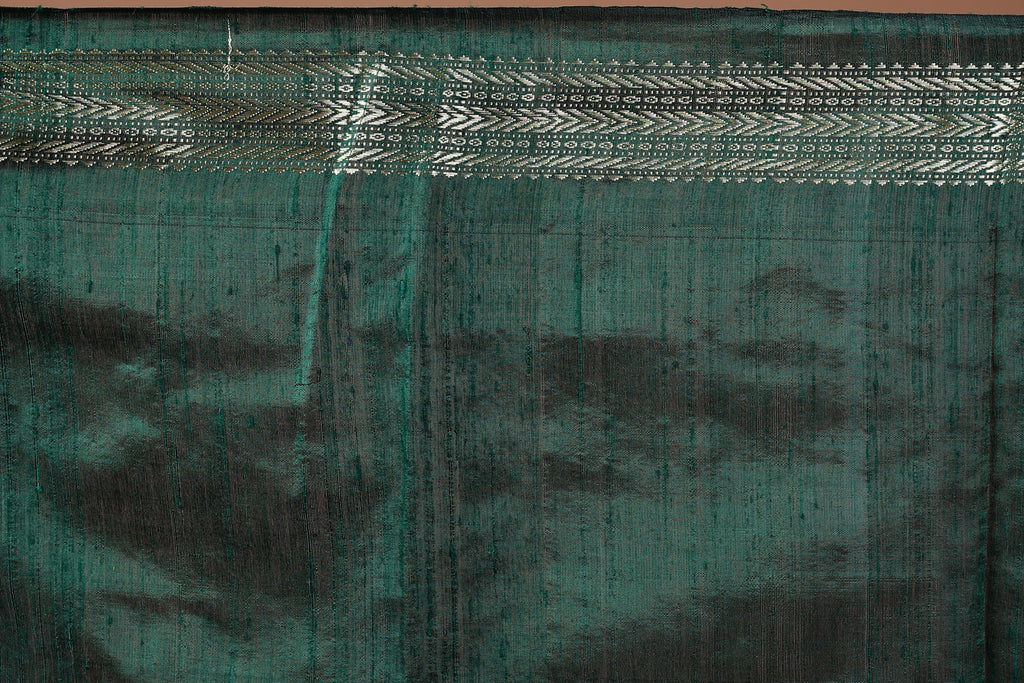 Neon Green Chattisgarh Raw Silk Saree With Blouse Piece