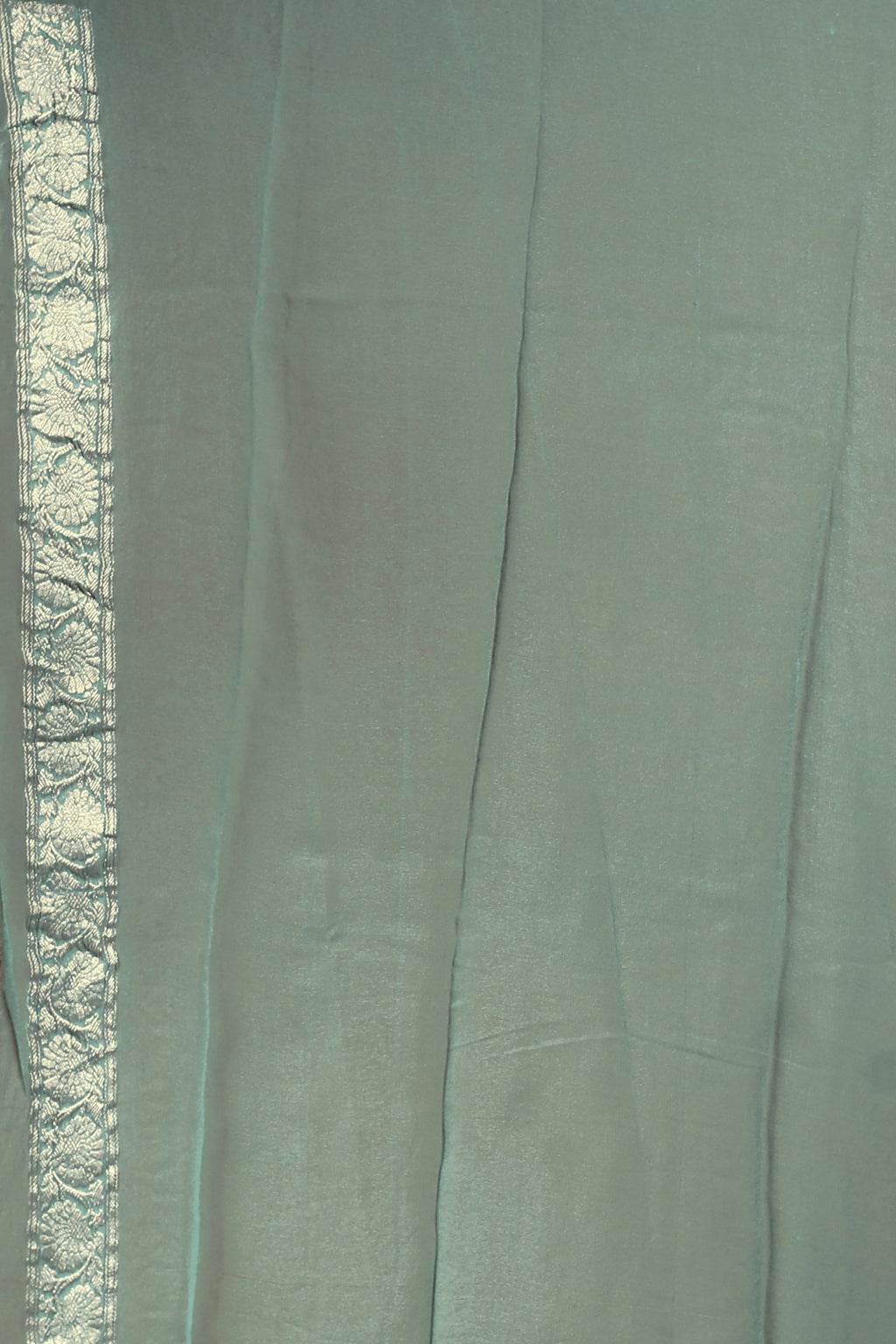 Dusty Sea Green Chiffon Banarasi Saree With Blouse Piece