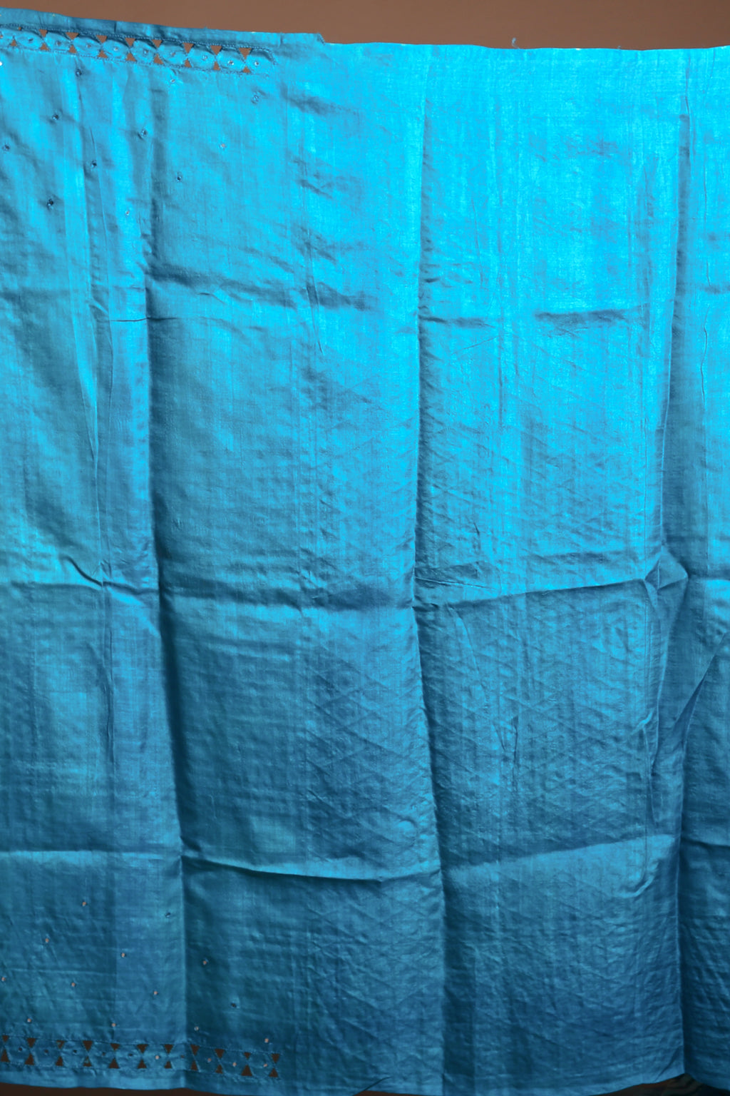 Turquoish Tussar Cutwork Saree With Blouse Piece