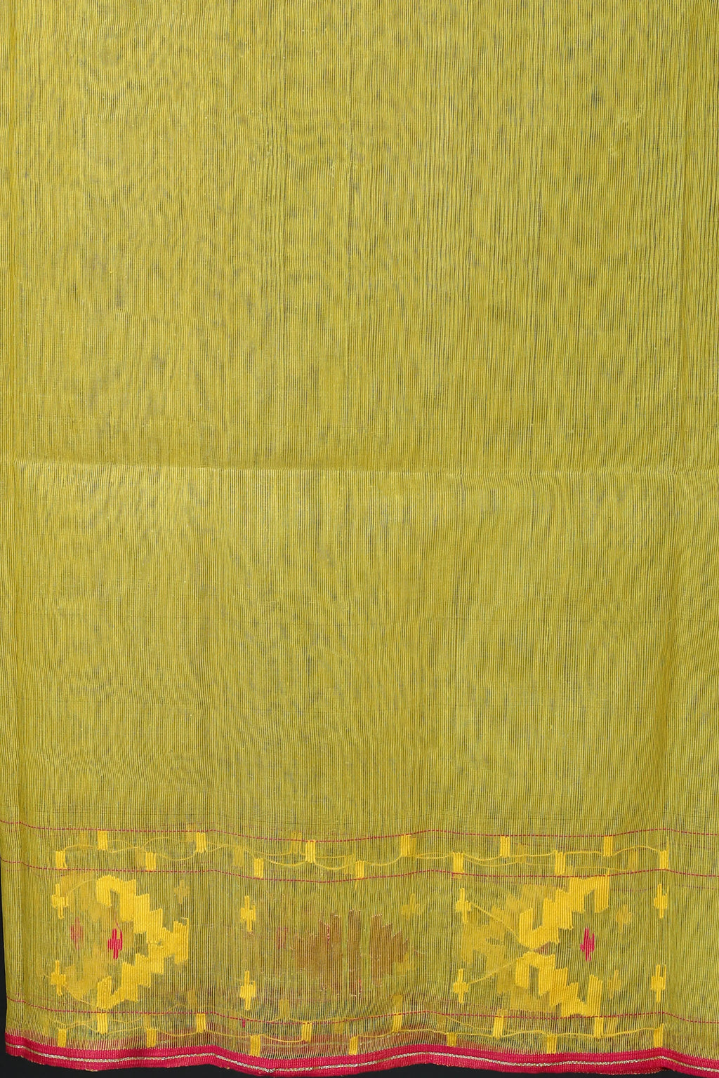 Greenish Yellow Dhakai Jamdani Saree With Blouse Piece