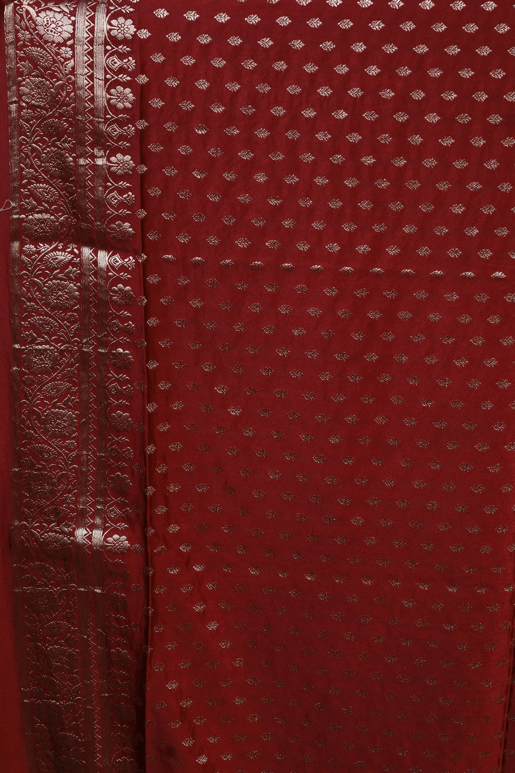 Maroon Blended Crepe Banarasi Saree With Blouse Piece