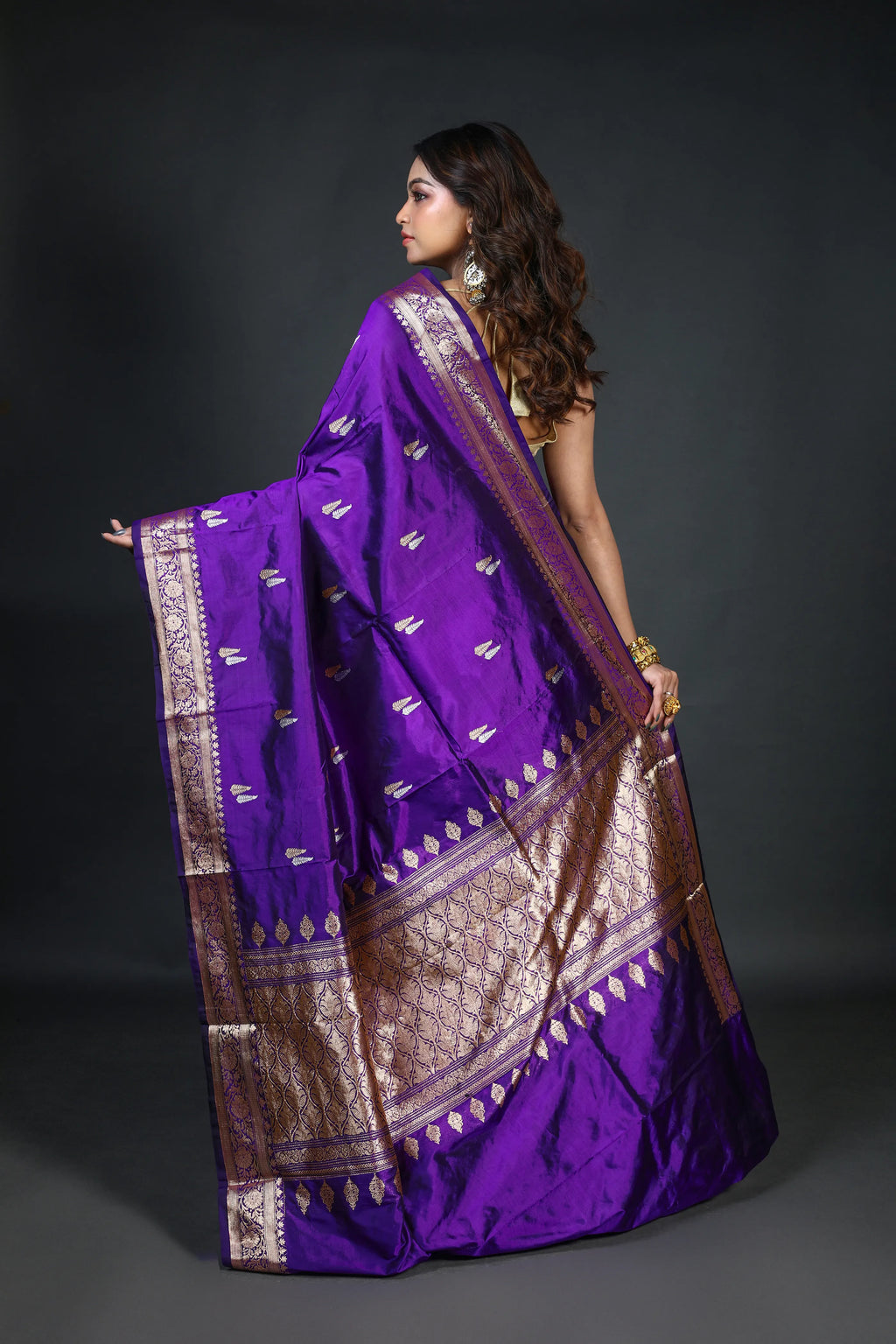 Purple Katan Banarasi Saree With Blouse Piece