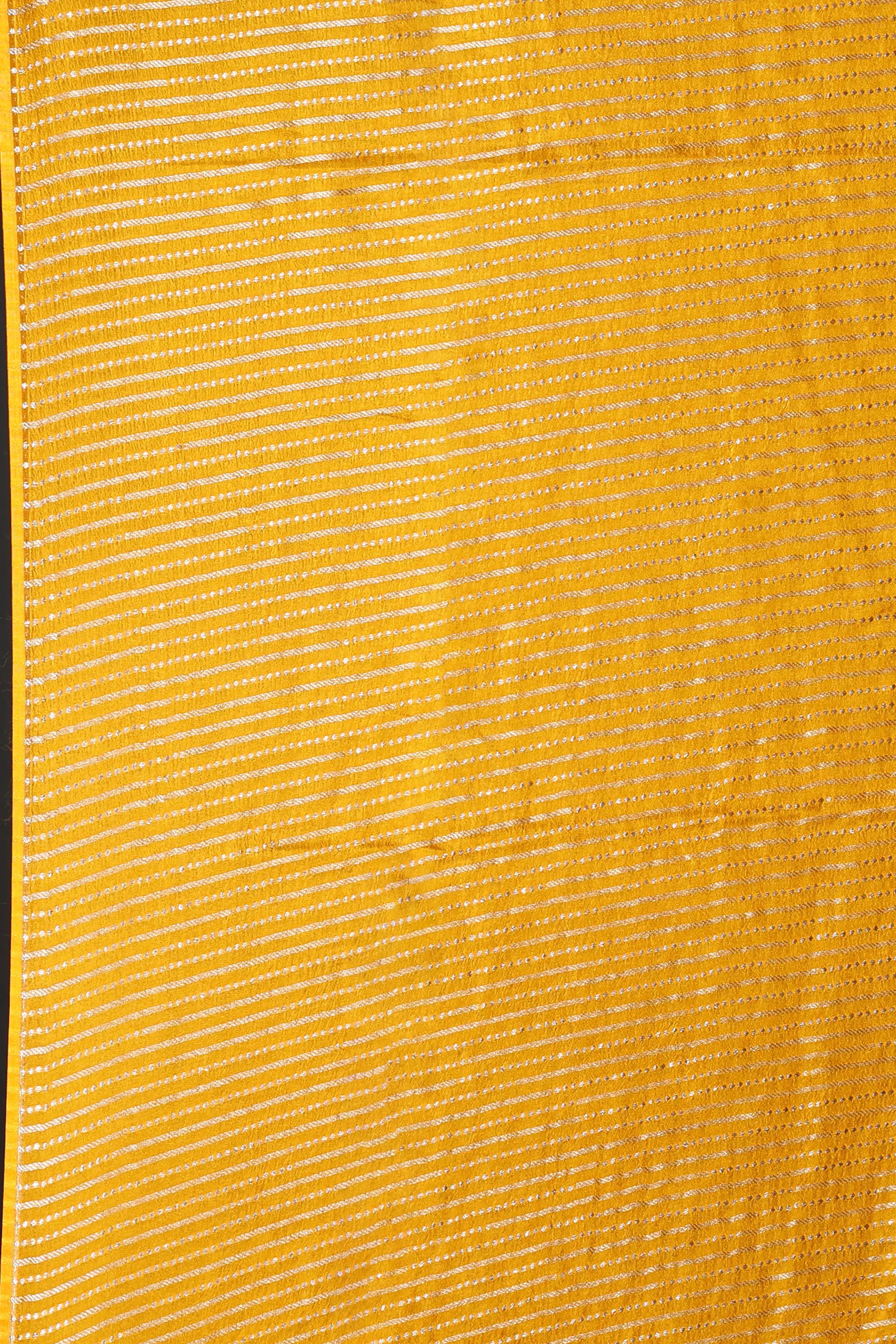 Mango Yellow Semi Mashru Banarasi Saree With Blouse Piece