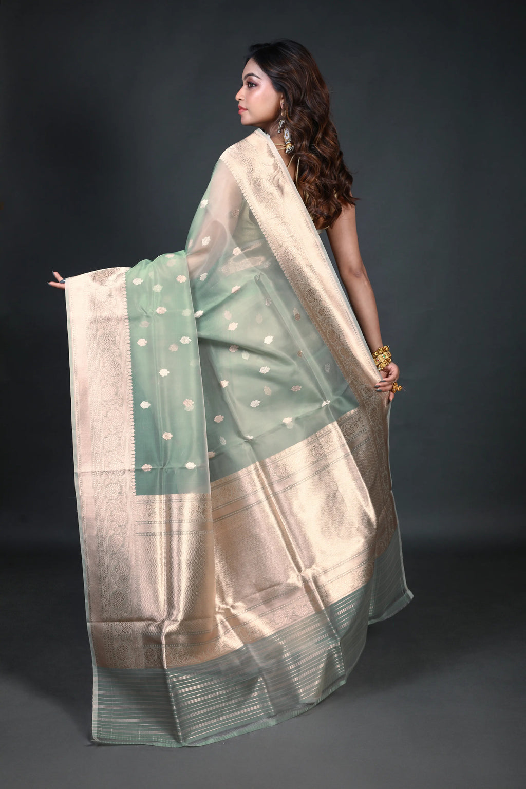 Light Beige Kora Banarasi Saree With Blouse Piece