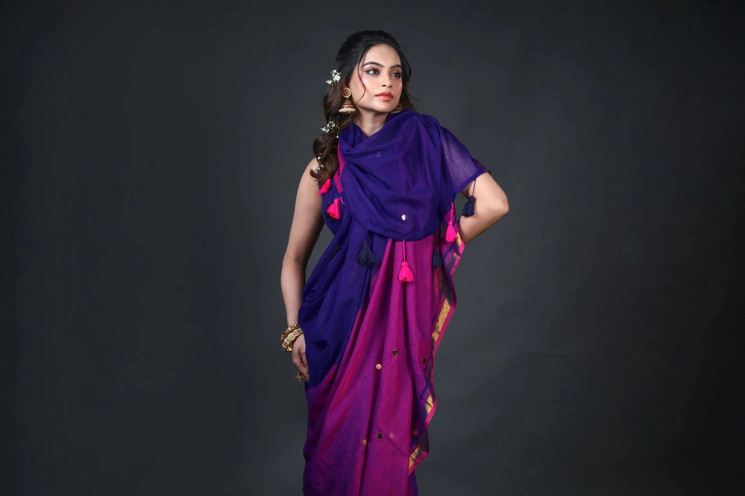 Bycolor Cotton Saree Without Blouse Piece