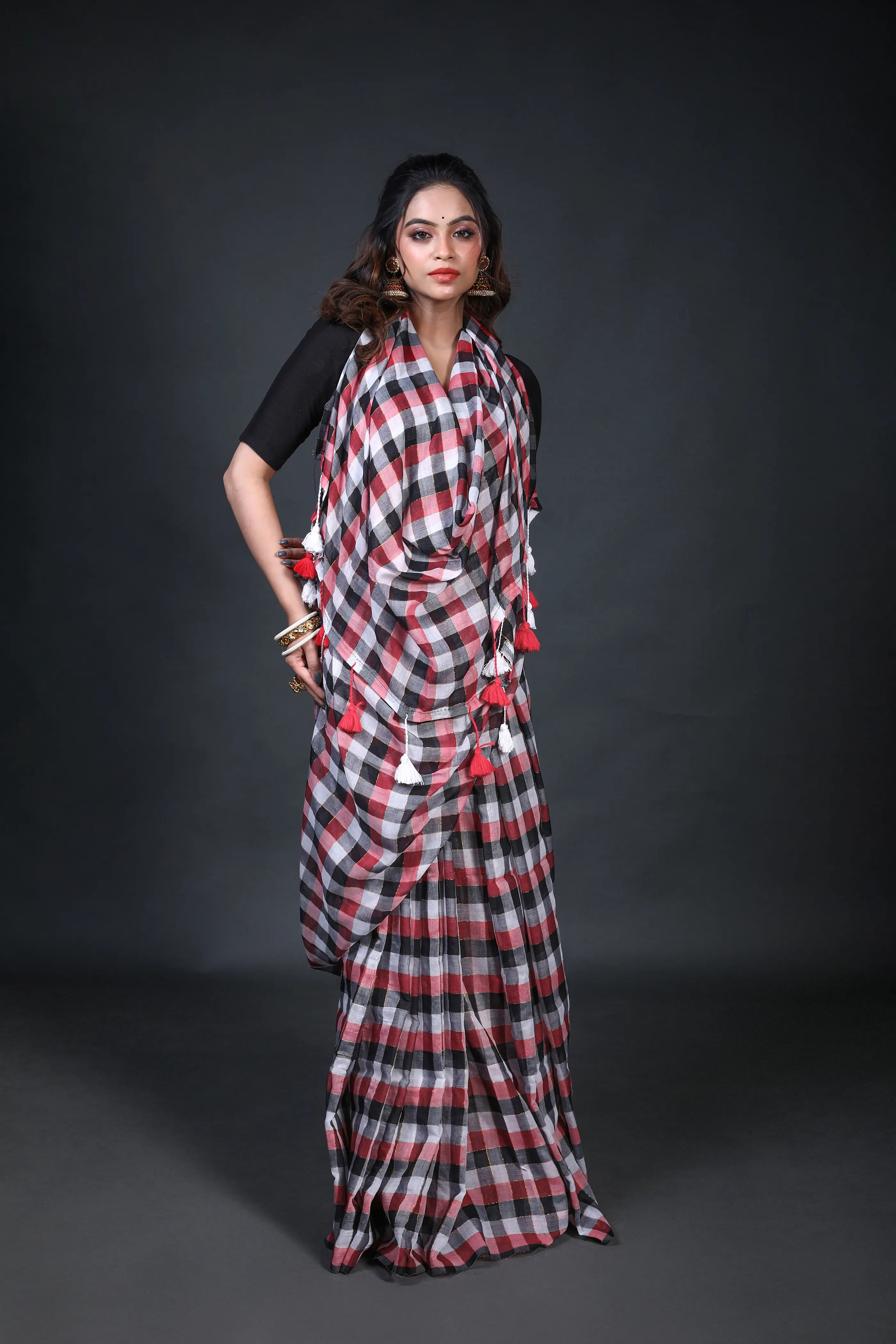 Multicolor Cotton Saree Without Blouse Piece