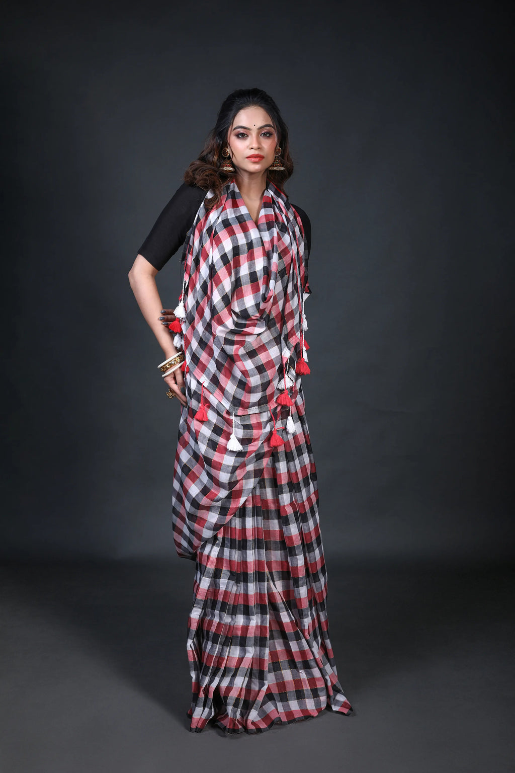 Multicolor Cotton Saree Without Blouse Piece