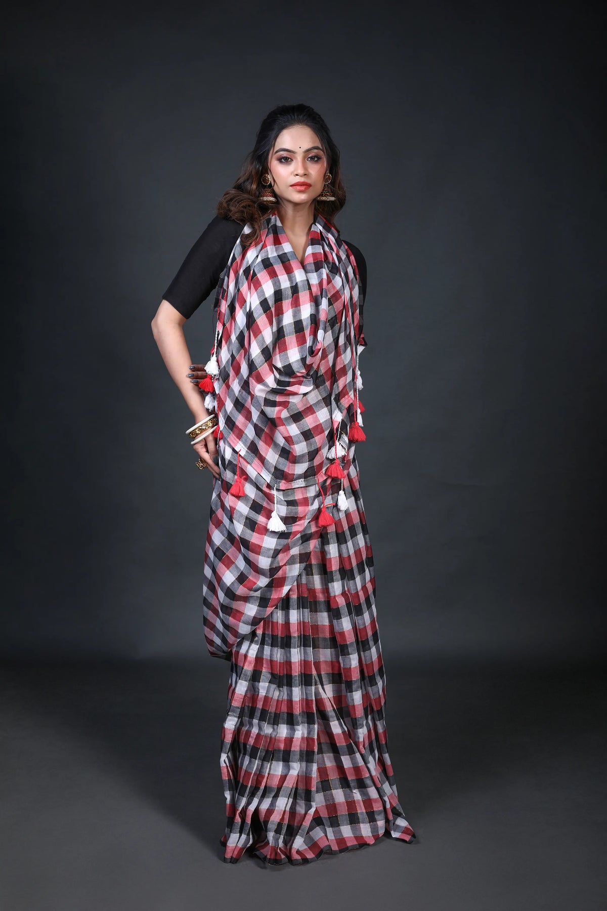 Multicolor Cotton Saree Without Blouse Piece