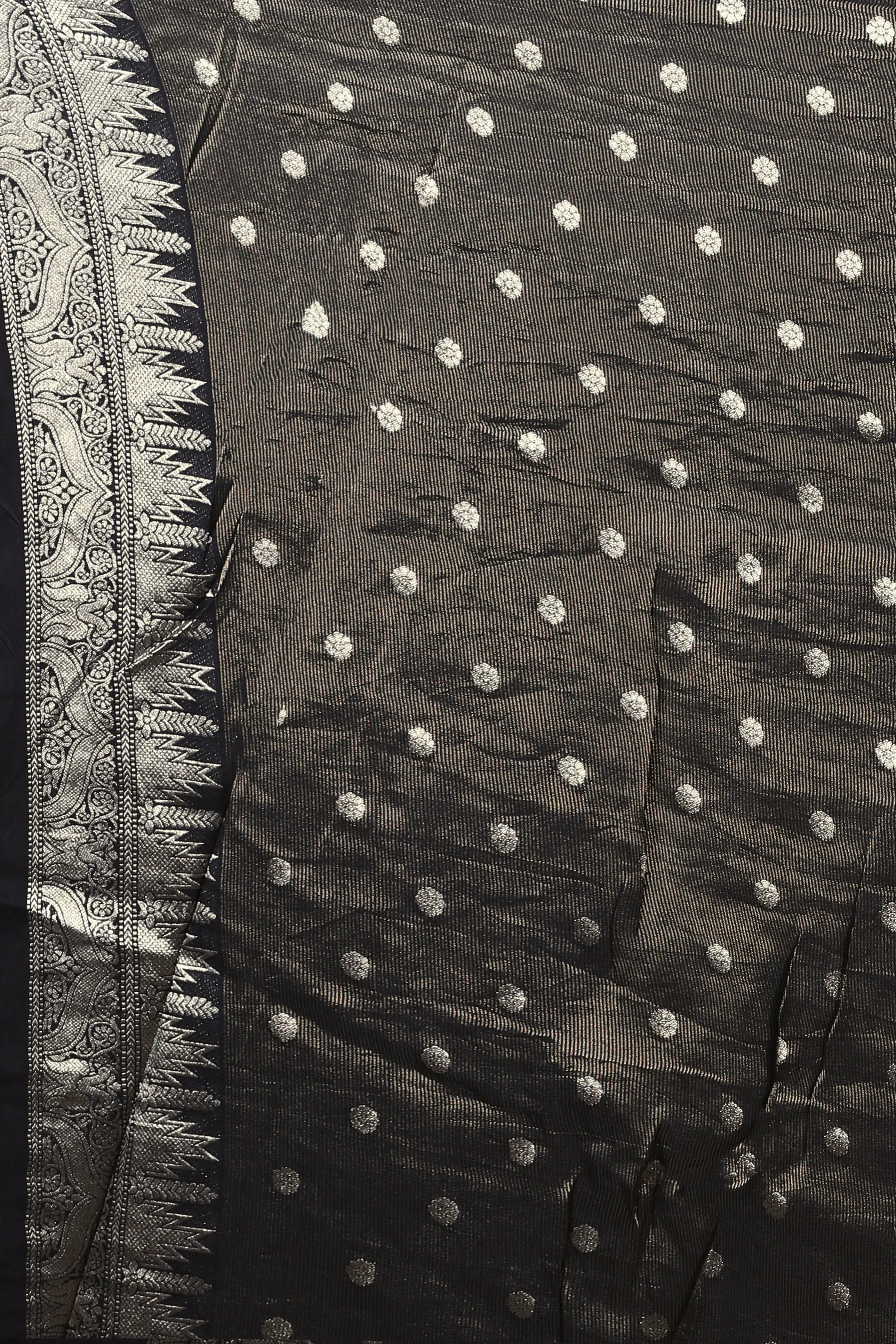 Black Blended Georgette Banarasi Saree With Blouse Piece