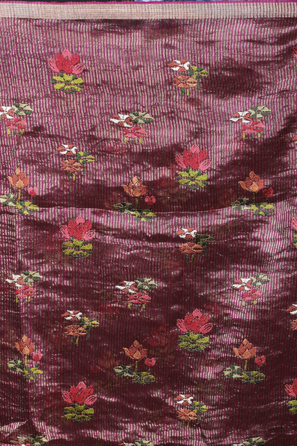 Wine Tussar Muslin Saree With Blouse Piece