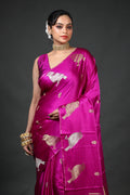Magenda Semi Mashru Banarasi Saree With Blouse Piece