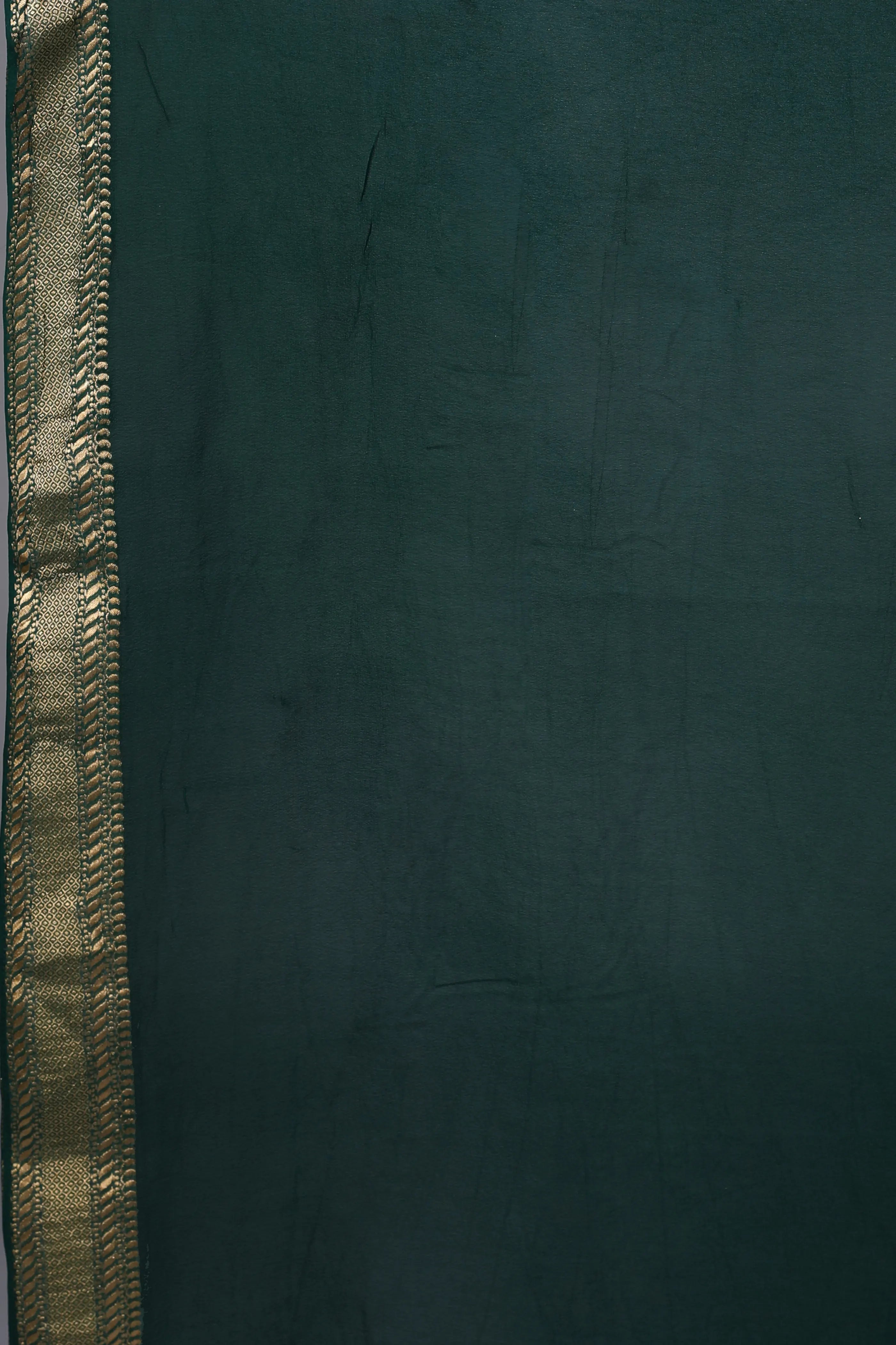 Bottle Green Georgette Banarasi Saree With Blouse Piece