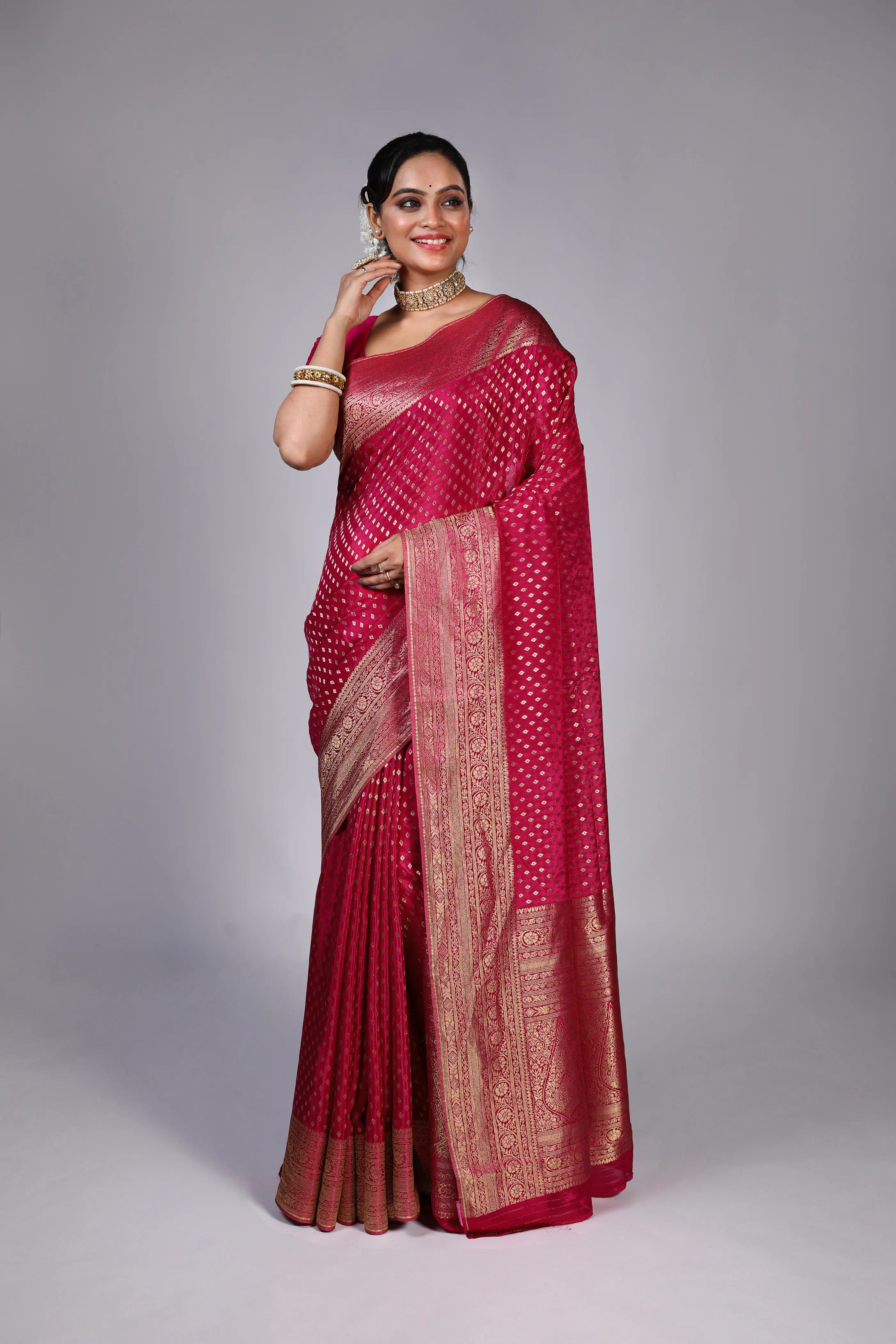 Rani Semi Mashru Banarasi Saree With Blouse Piece
