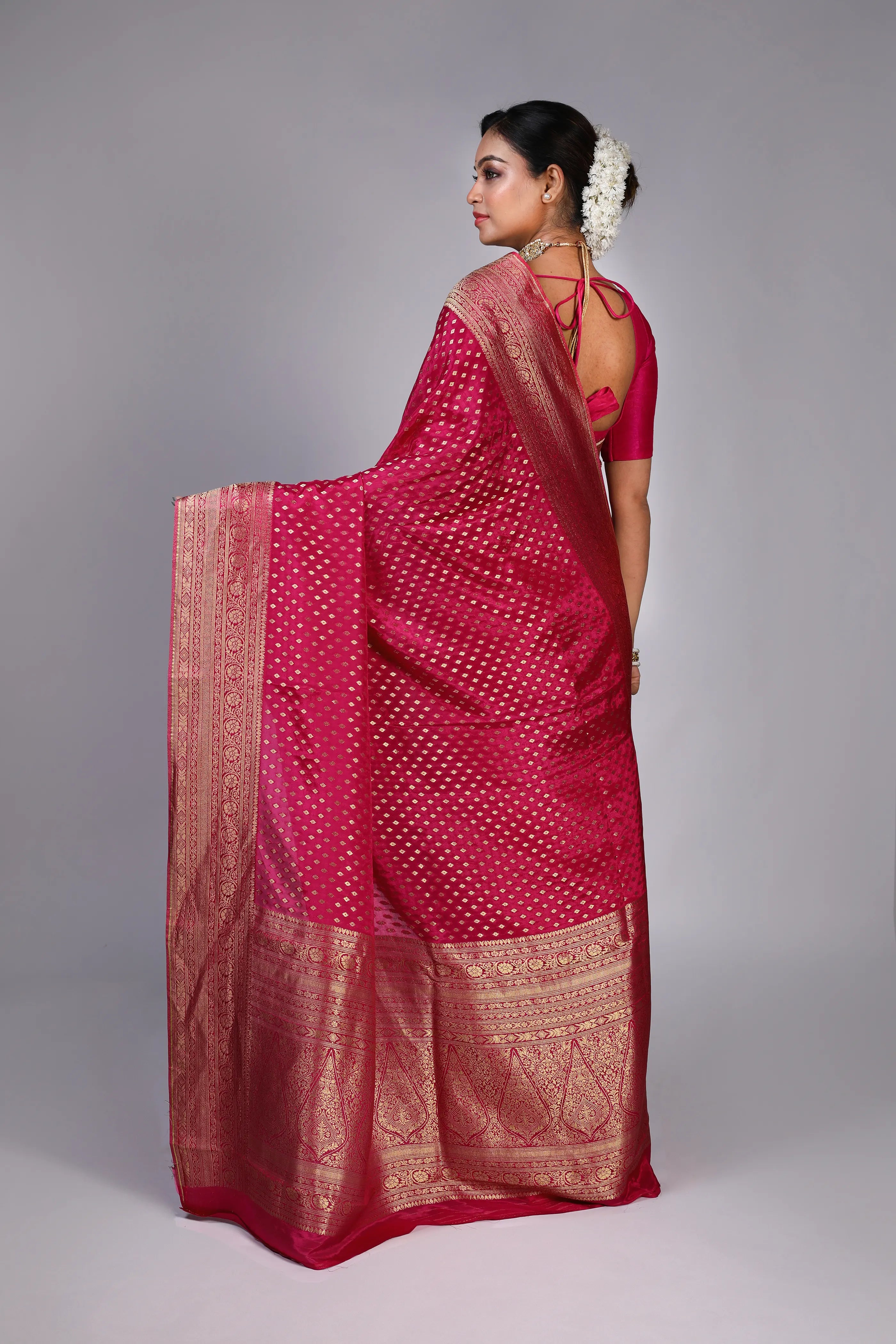 Rani Semi Mashru Banarasi Saree With Blouse Piece