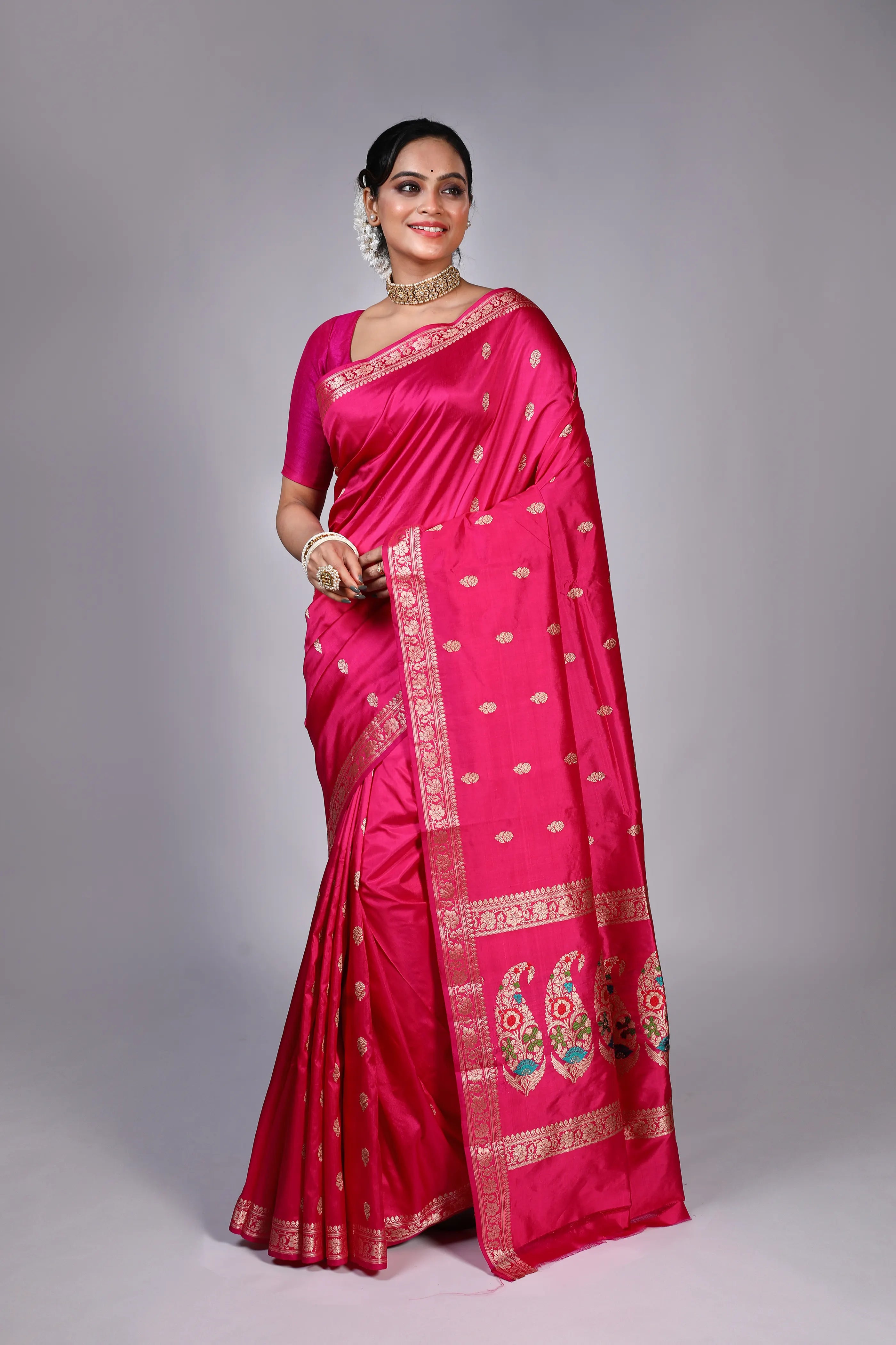 Rani Katan Banarasi Saree With Blouse Piece