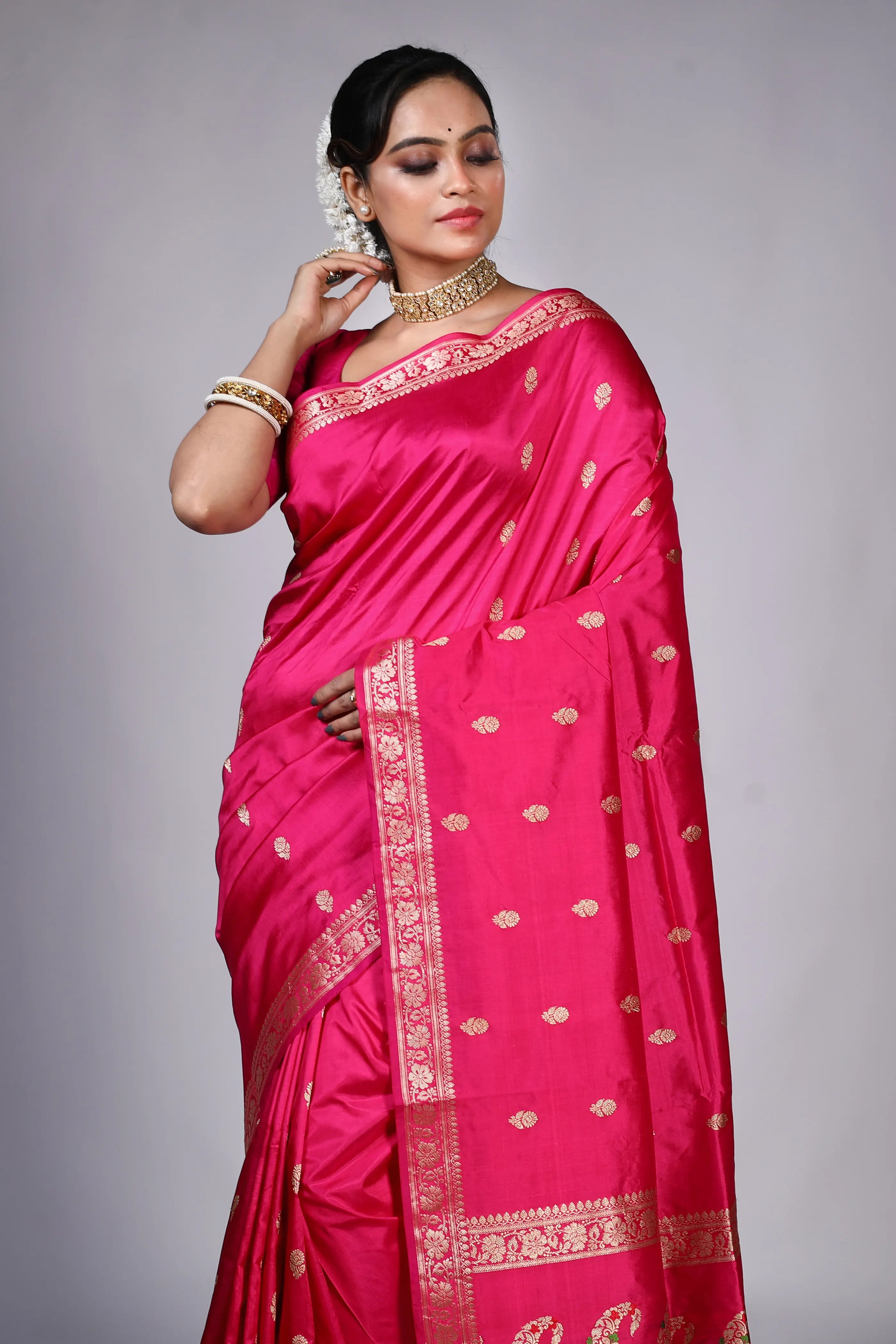 Rani Katan Banarasi Saree With Blouse Piece