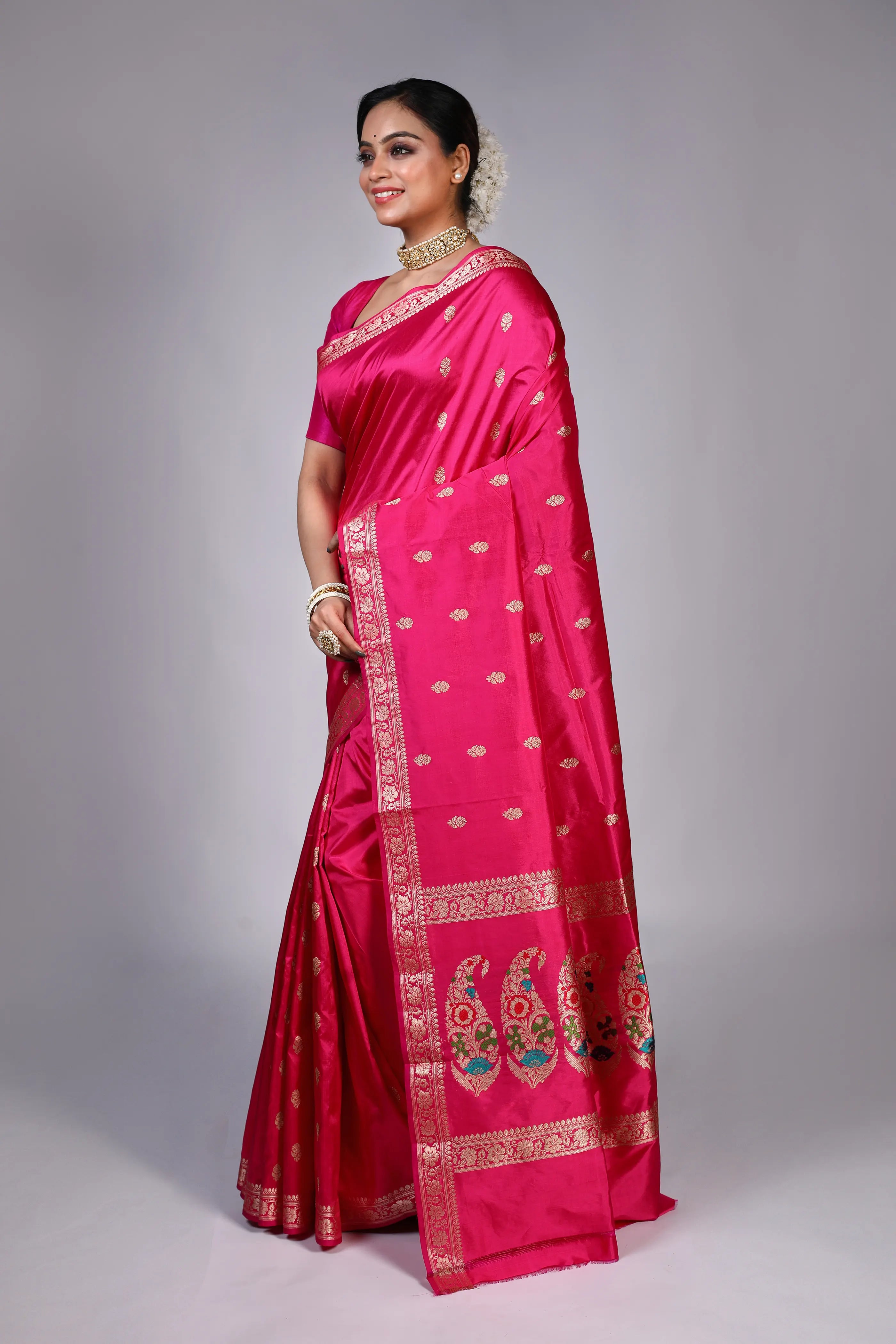 Rani Katan Banarasi Saree With Blouse Piece