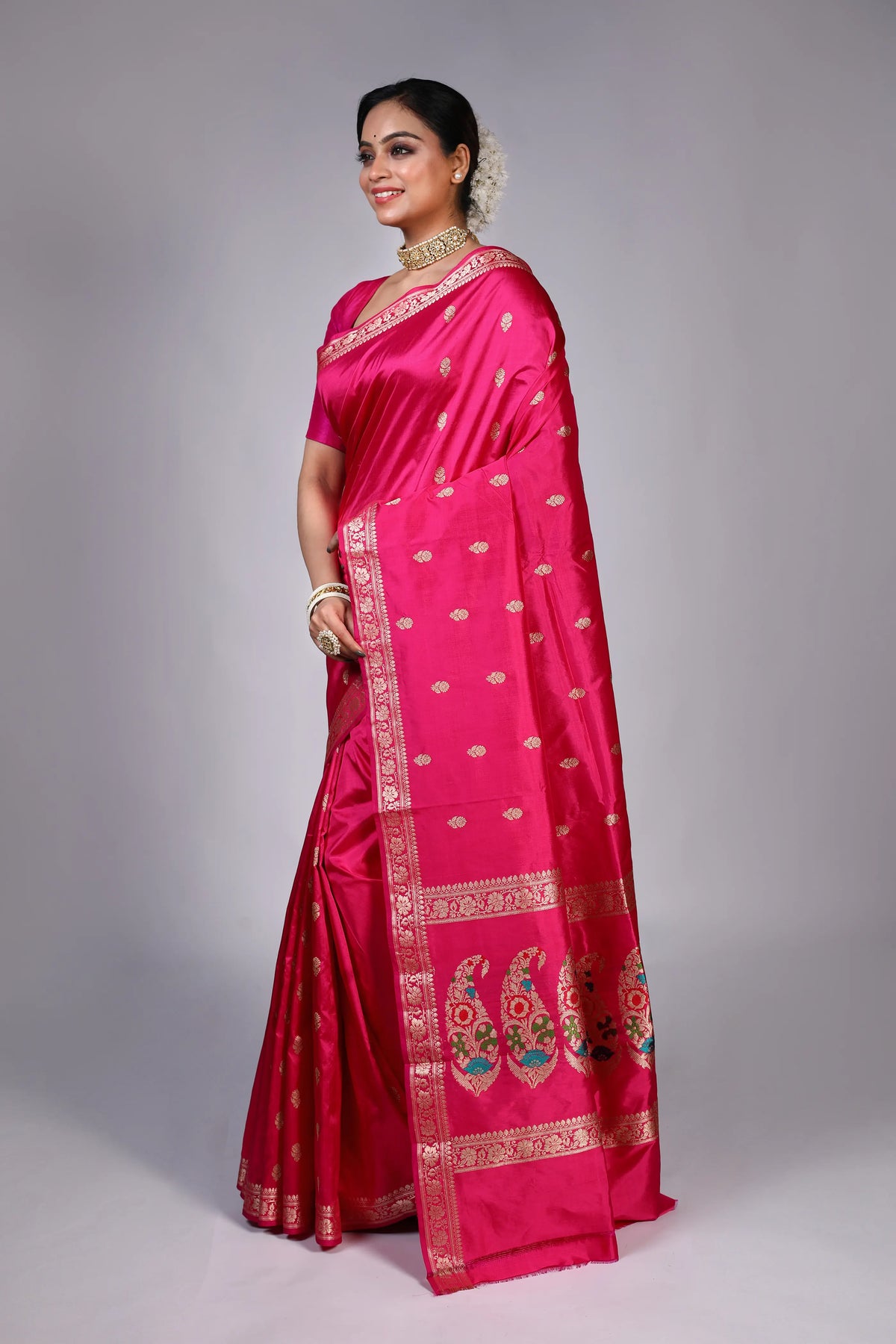 Rani Katan Banarasi Saree With Blouse Piece