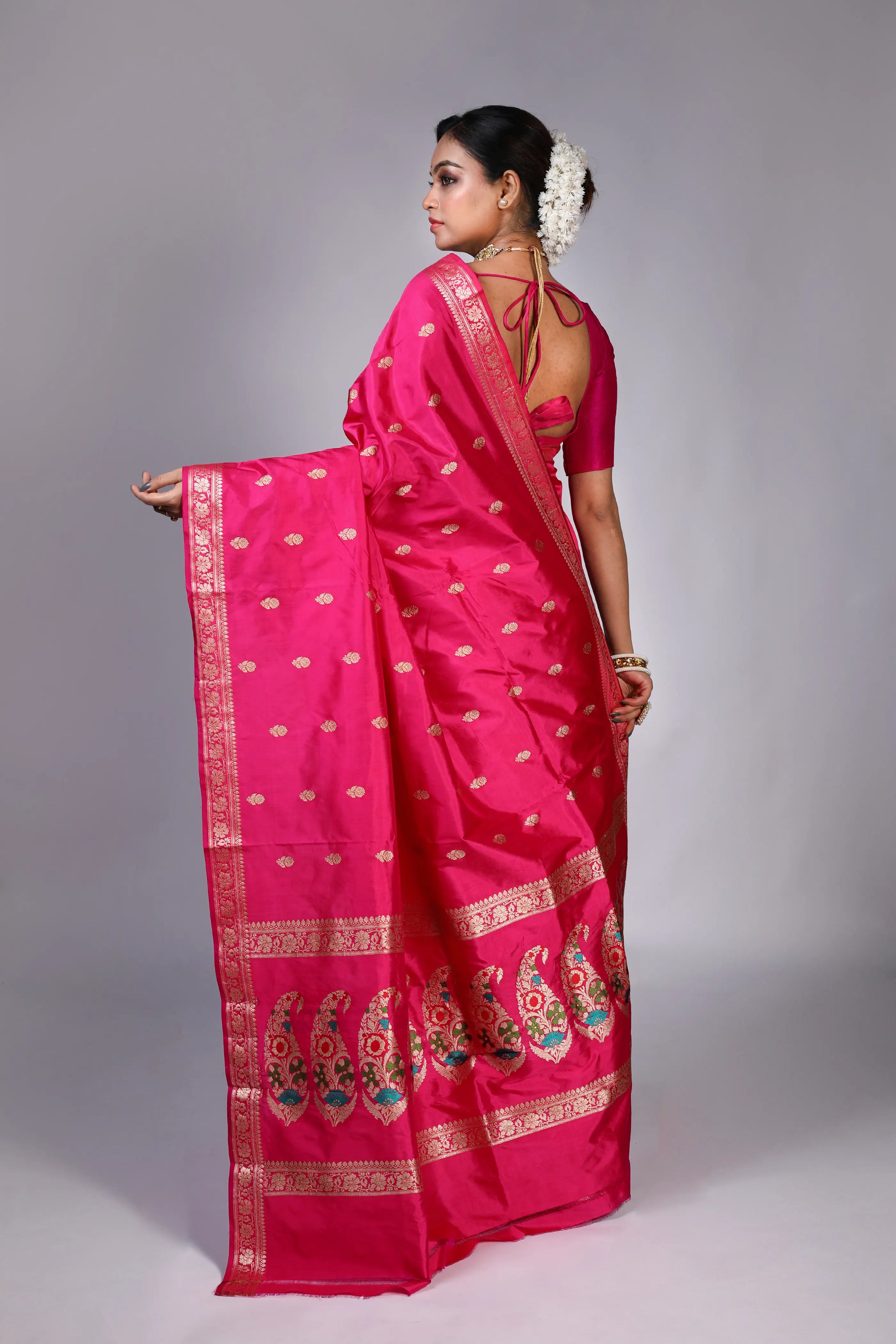 Rani Katan Banarasi Saree With Blouse Piece