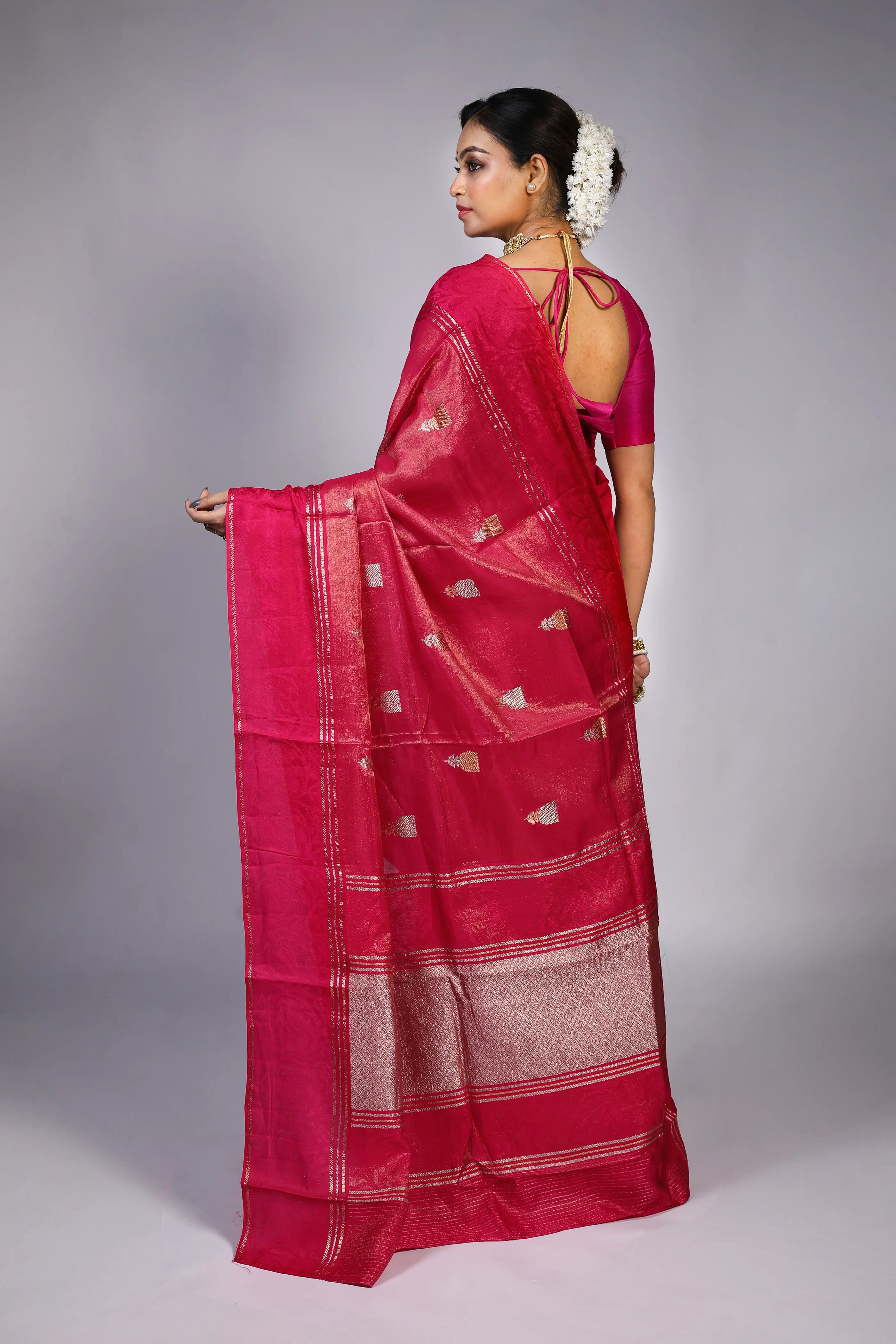 Rani Semi Tissue Mashru Saree With Blouse Piece