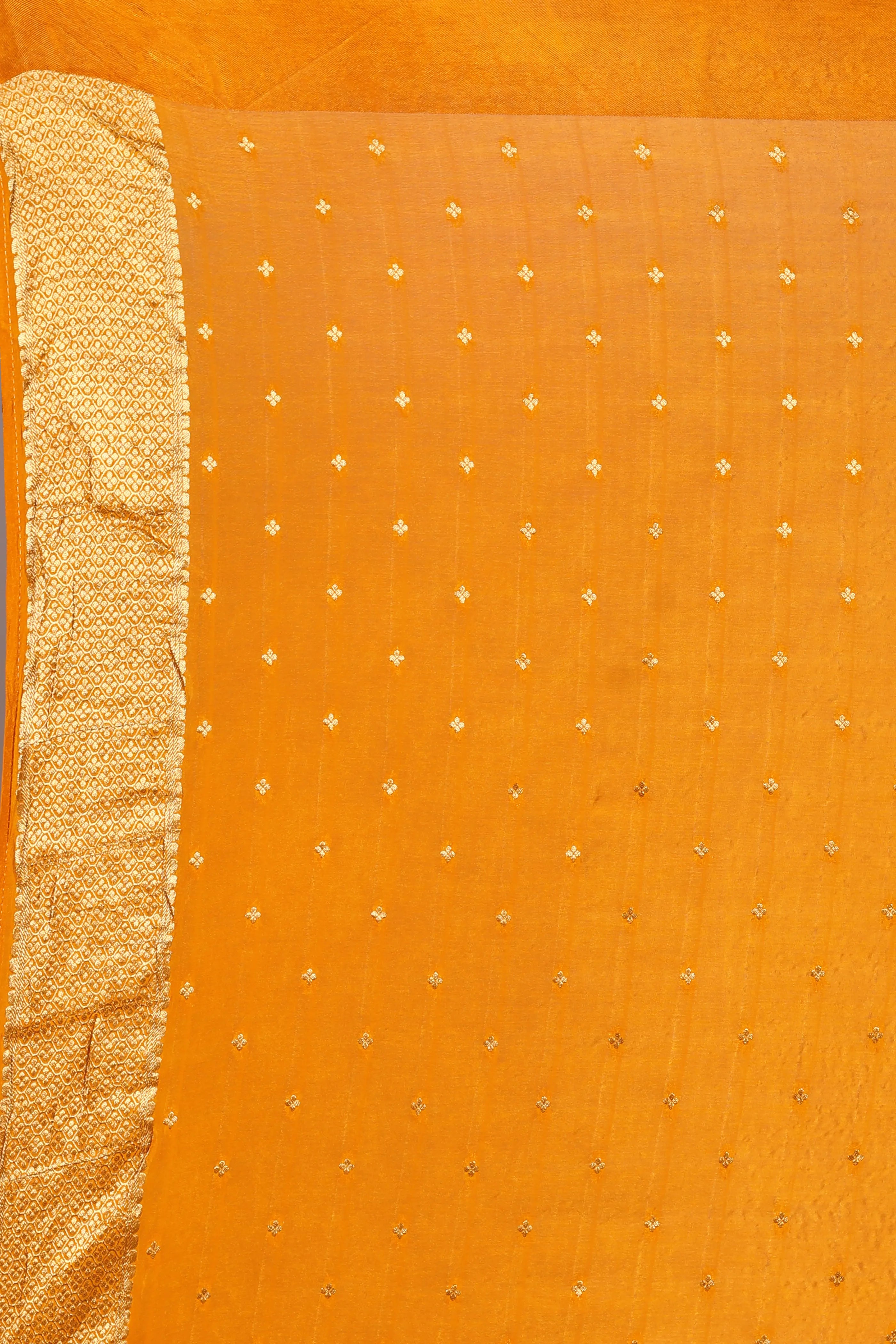 Mustard Yellow Semi Mashru Banarasi Saree With Blouse Piece