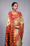 Beige Muga Tussar Assam Saree With Blouse Piece