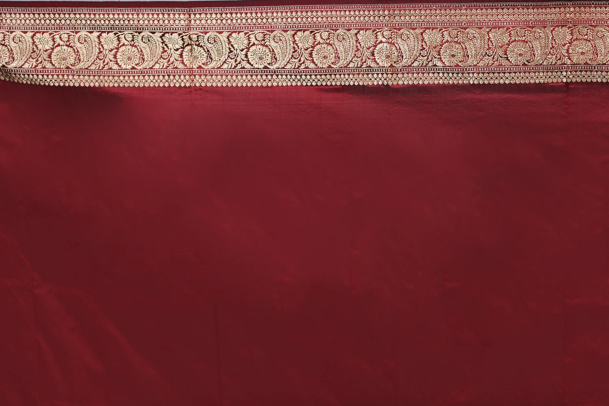 Maroon Katan Banarasi Saree With Blouse Piece