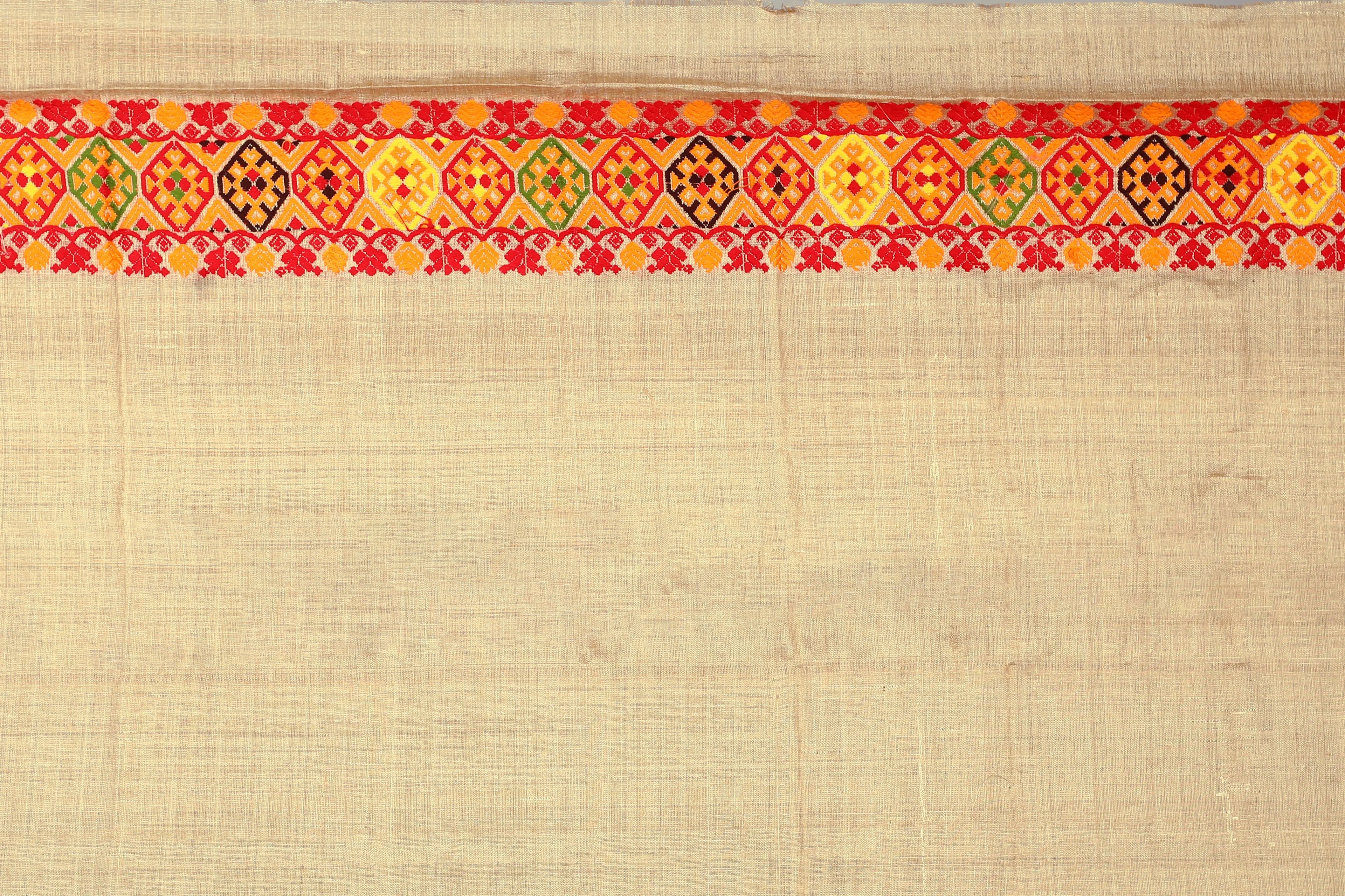 Beige Muga Silk Assam Saree With Blouse Piece
