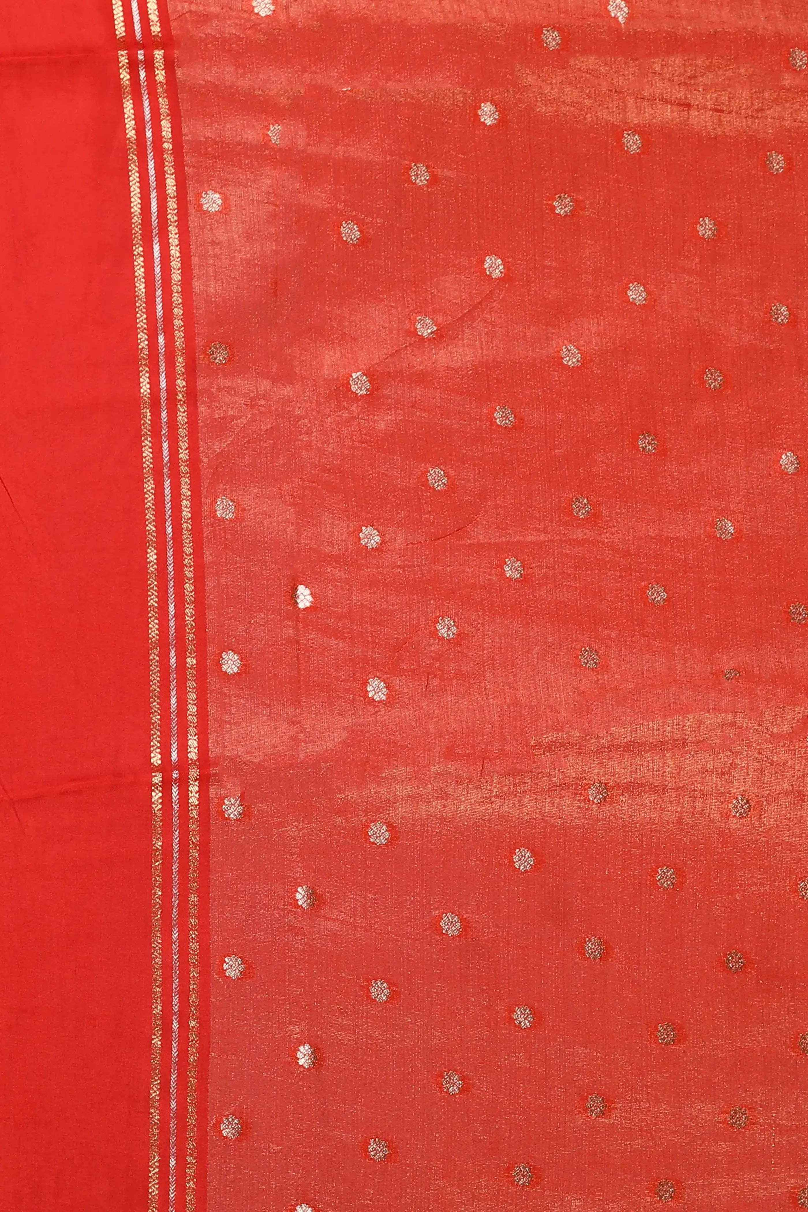 Rust Semi Tissue Mashru Saree With Blouse Piece