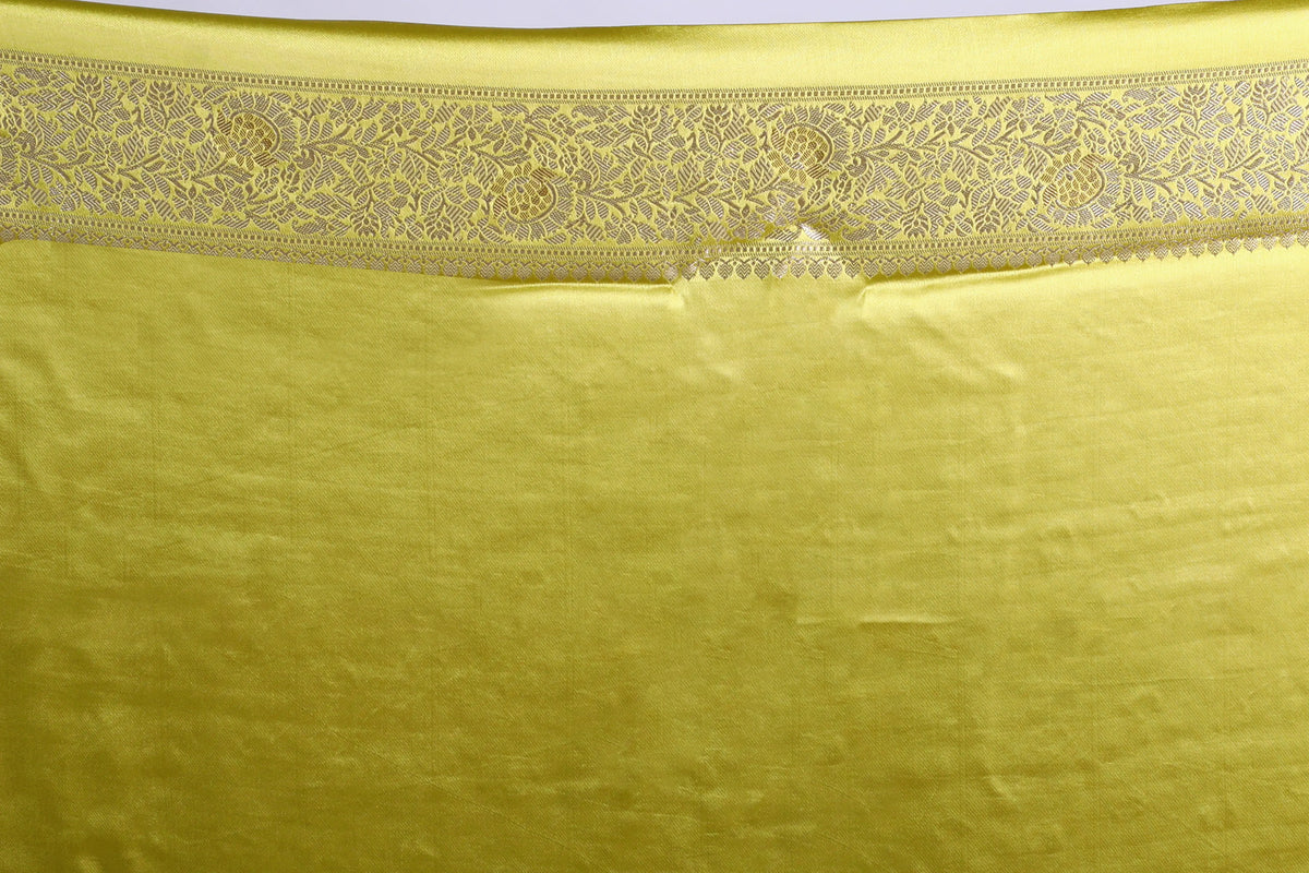 Light Mehendi Semi Mashru Saree With Blouse Piece