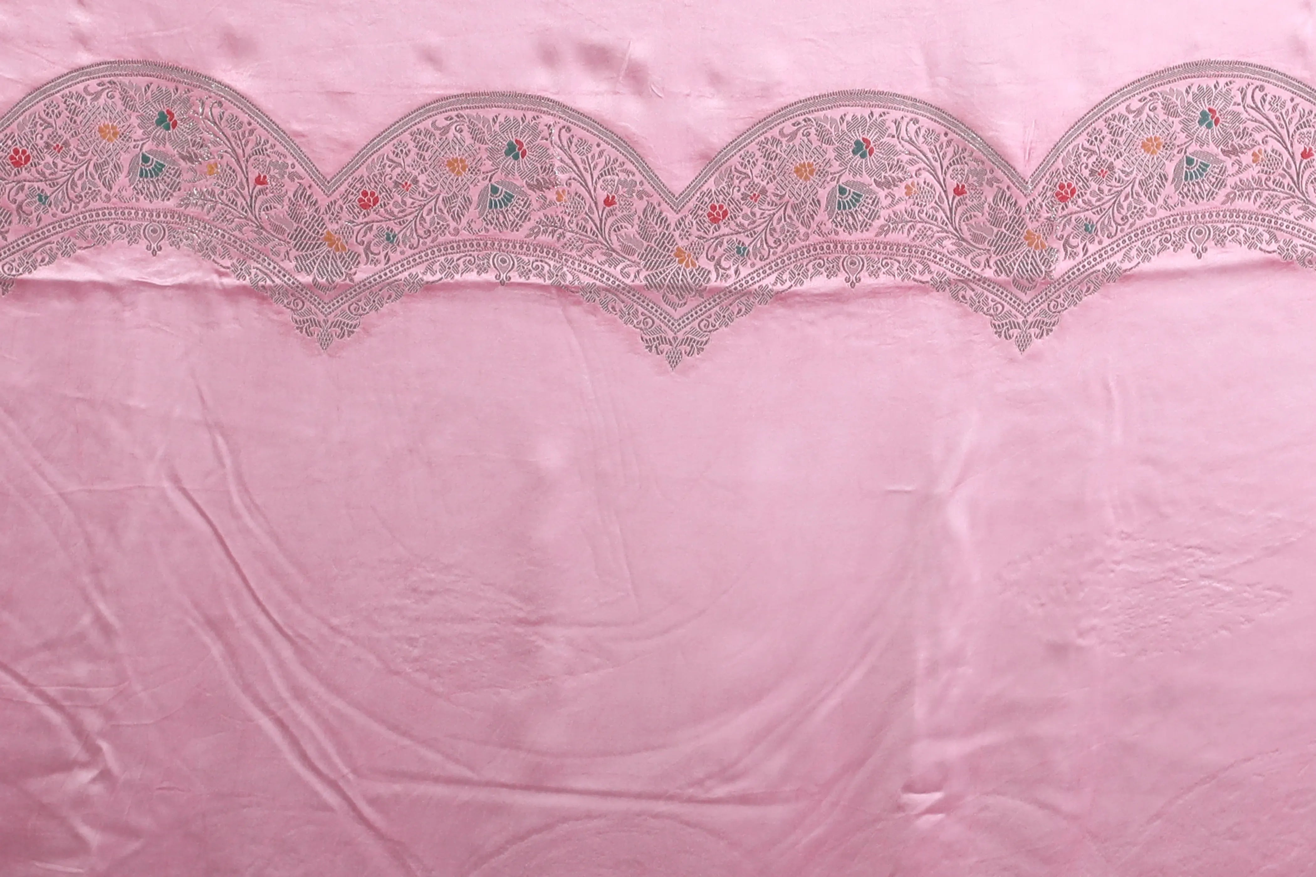 Light Pink Semi Mashru Saree With Blouse Piece
