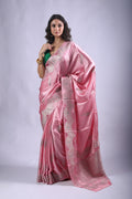 Light Pink Semi Mashru Saree With Blouse Piece