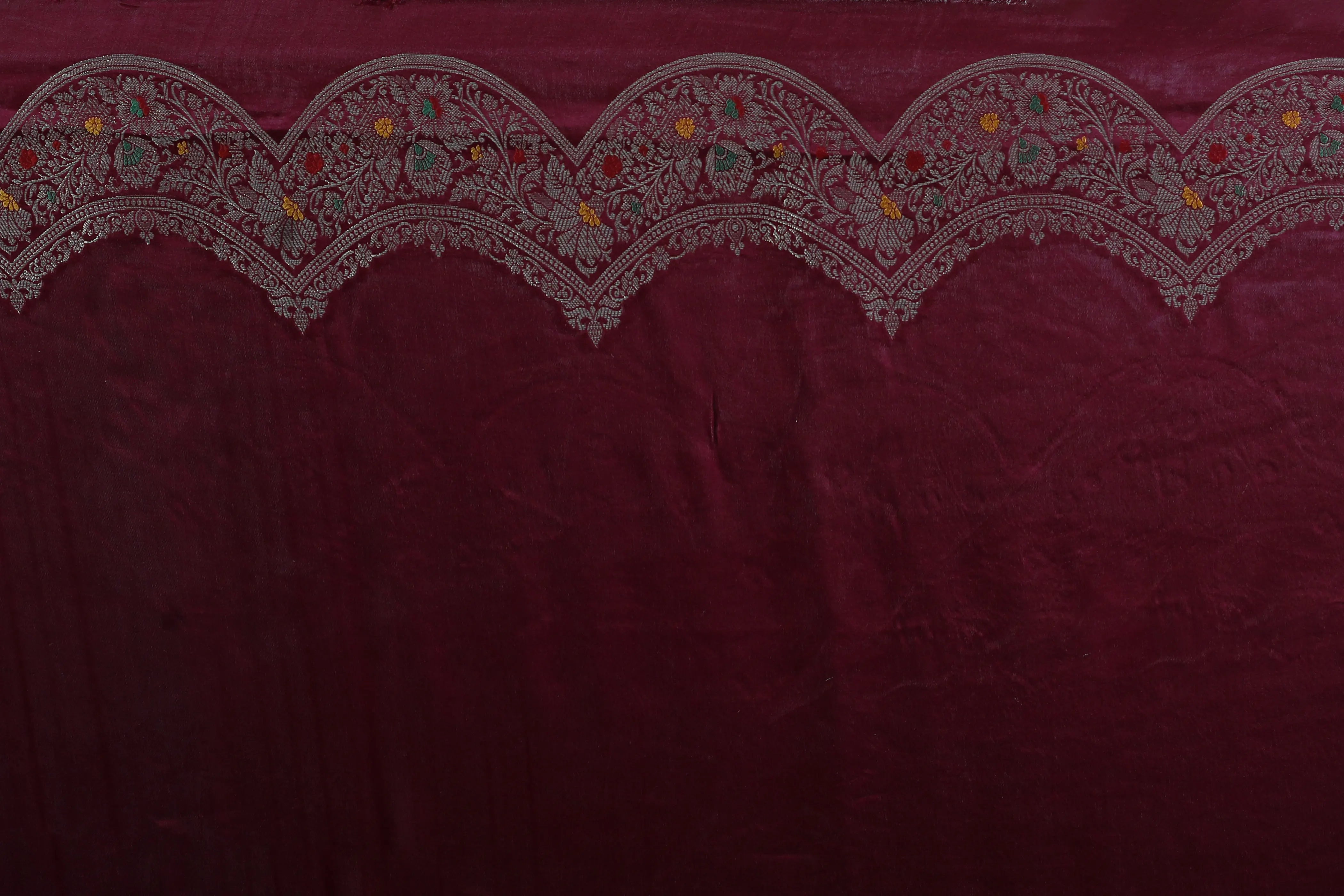 Wine Semi Mashru Saree With Blouse Piece