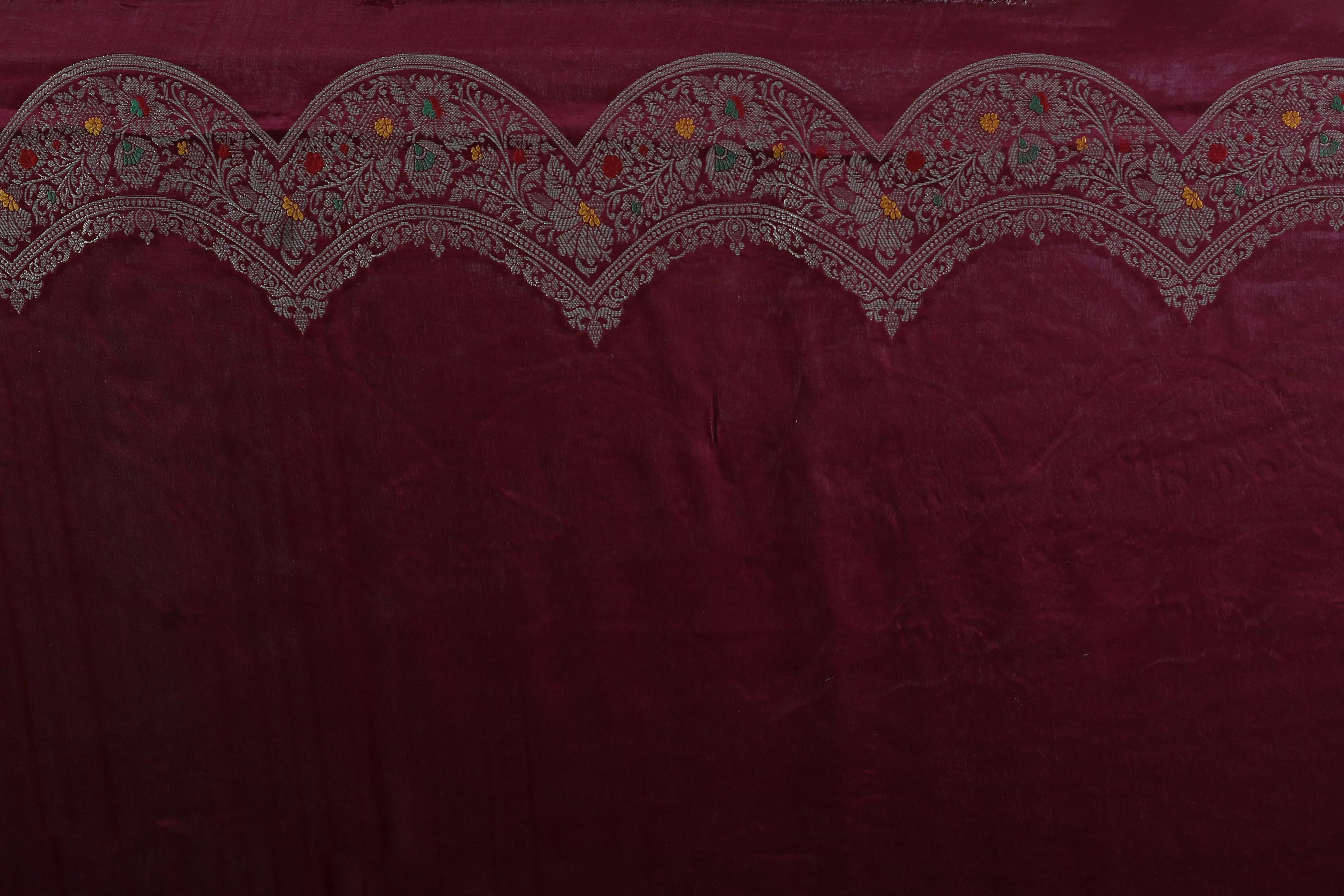 Wine Semi Mashru Saree With Blouse Piece