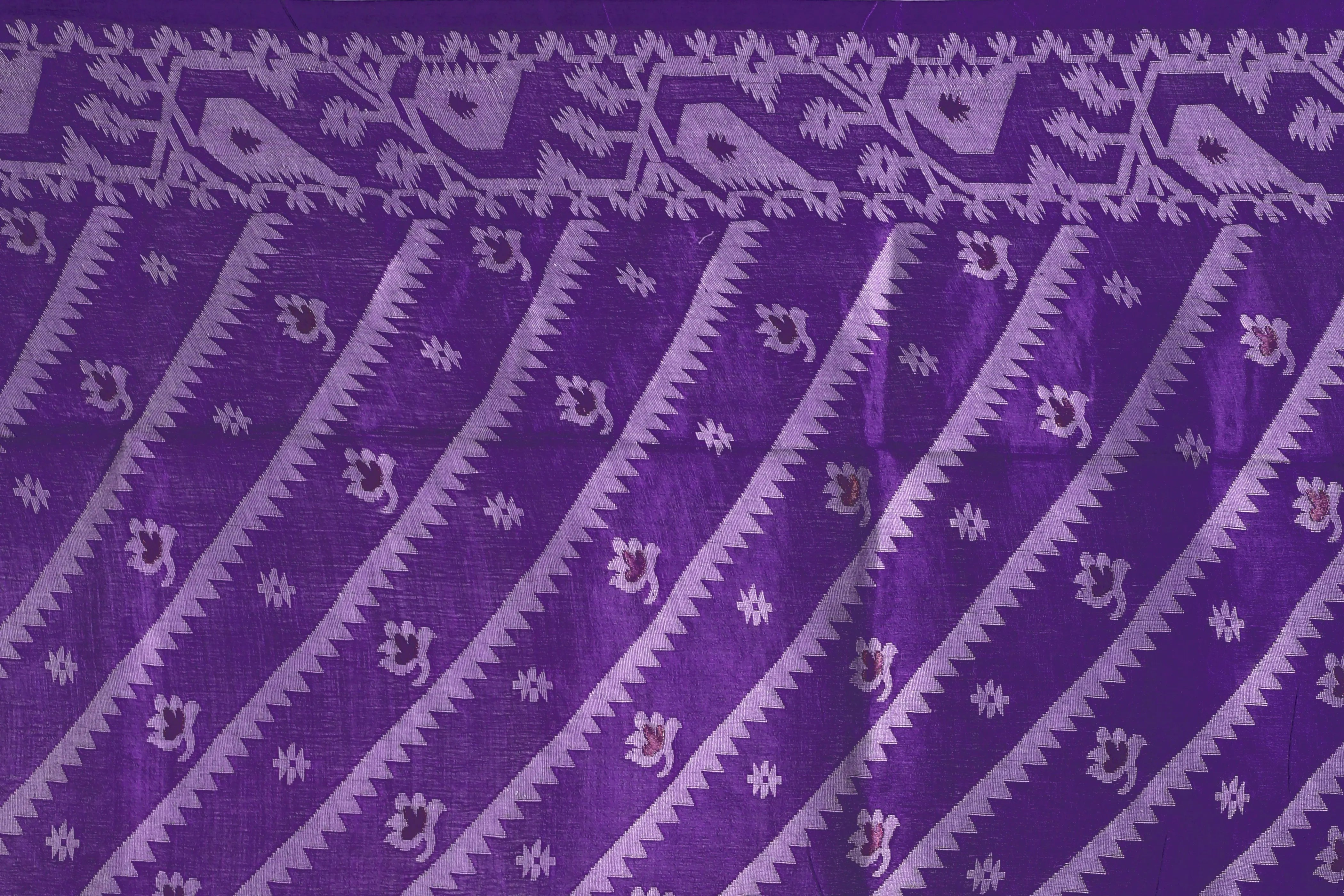 Purple Tussar Jamdani Saree With Blouse Piece