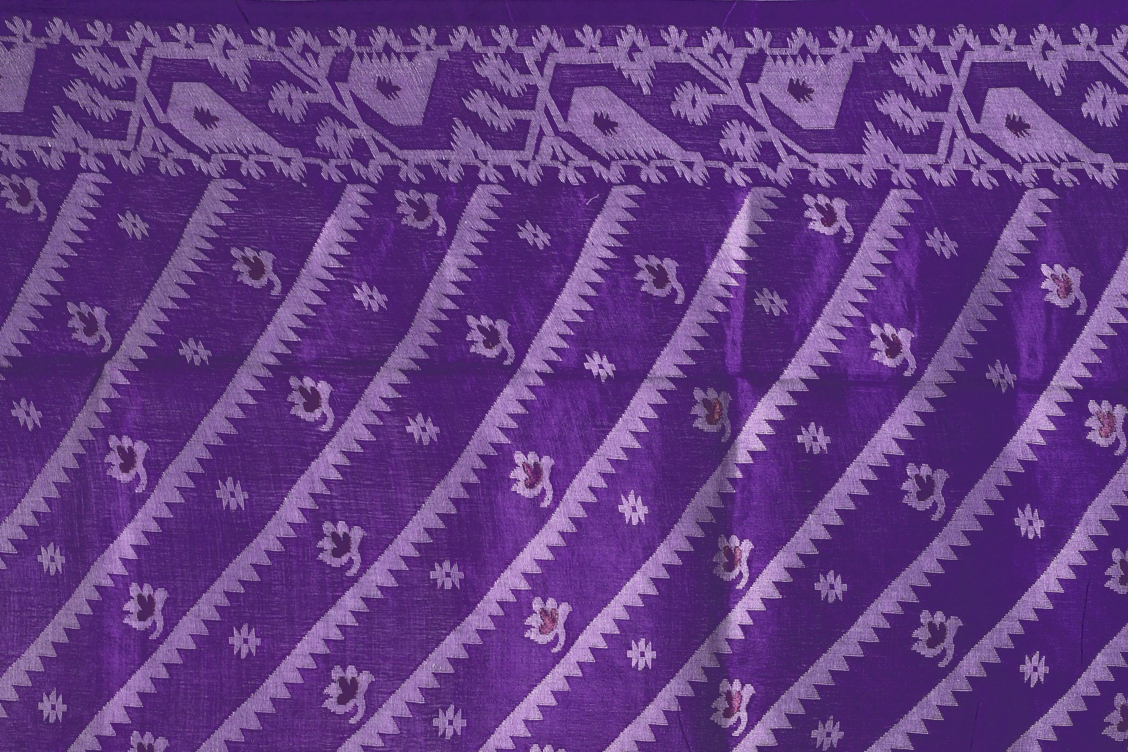 Purple Tussar Jamdani Saree With Blouse Piece