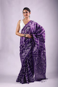 Purple Tussar Jamdani Saree With Blouse Piece