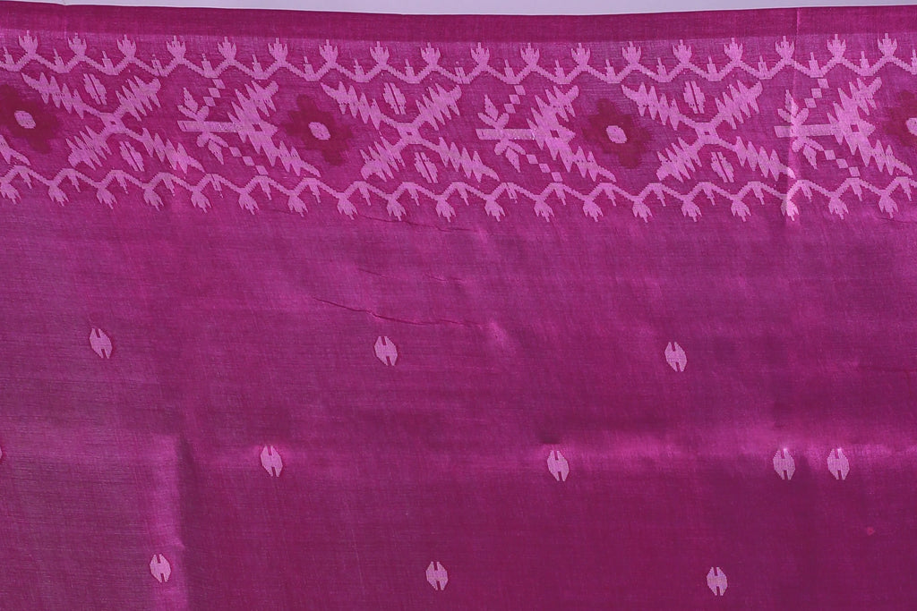 Purplish Wine Tussar Jamdani Saree With Blouse Piece