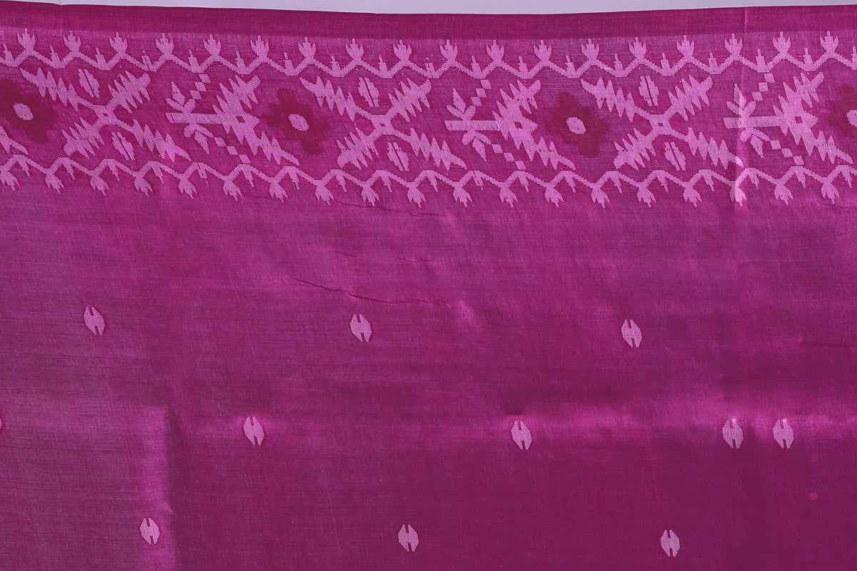 Purplish Wine Tussar Jamdani Saree With Blouse Piece