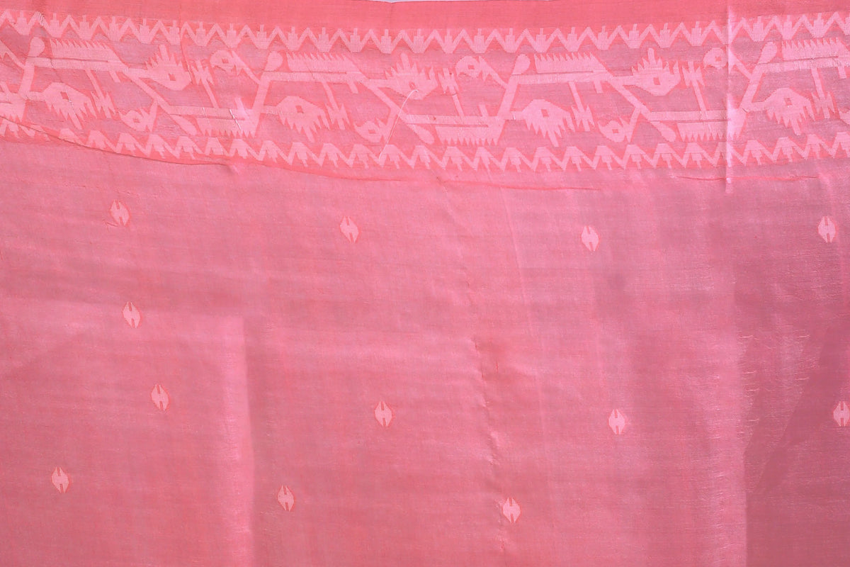 Pink Tussar Jamdani Saree With Blouse Piece