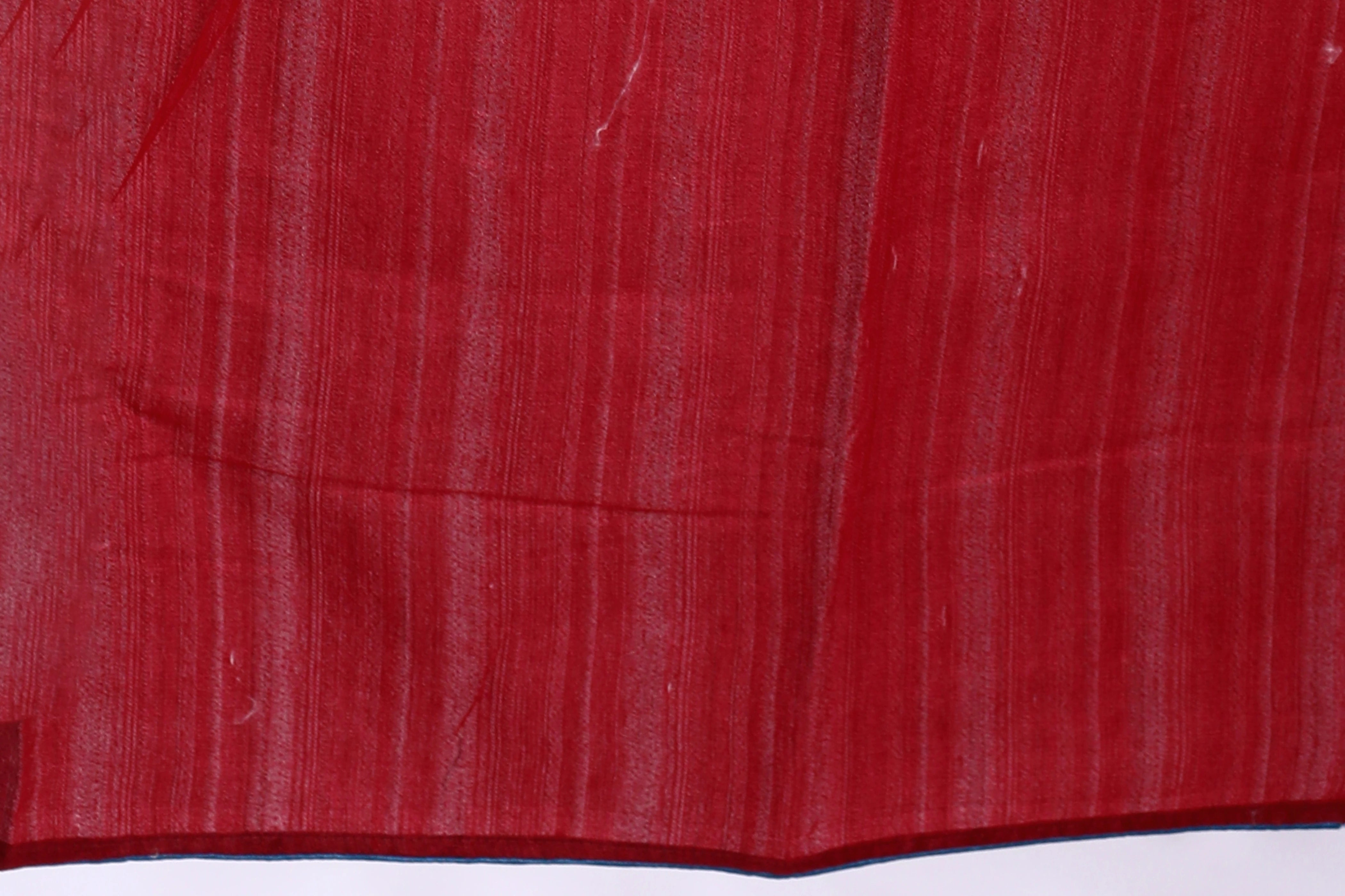 Red Semi Tussar Parsi Work Saree With Blouse Piece
