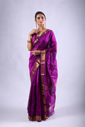 Purple Silk Mangalgiri Saree With Blouse Piece