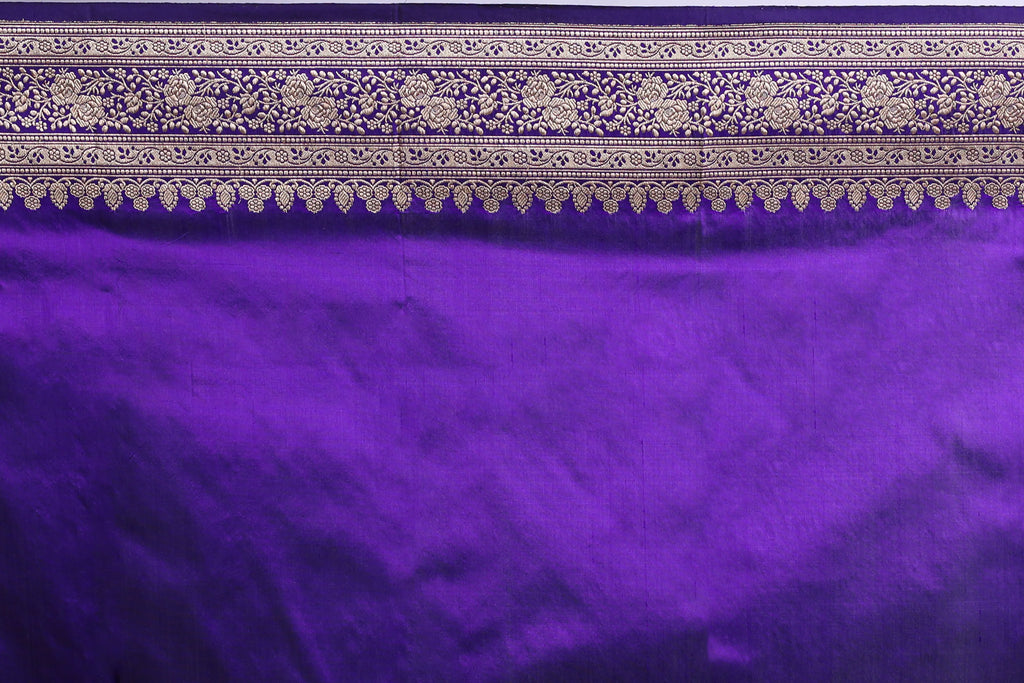 Purple Katan Banarasi Saree With Blouse Piece