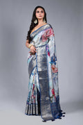 Grey Semi Mashru Saree With Blouse Piece