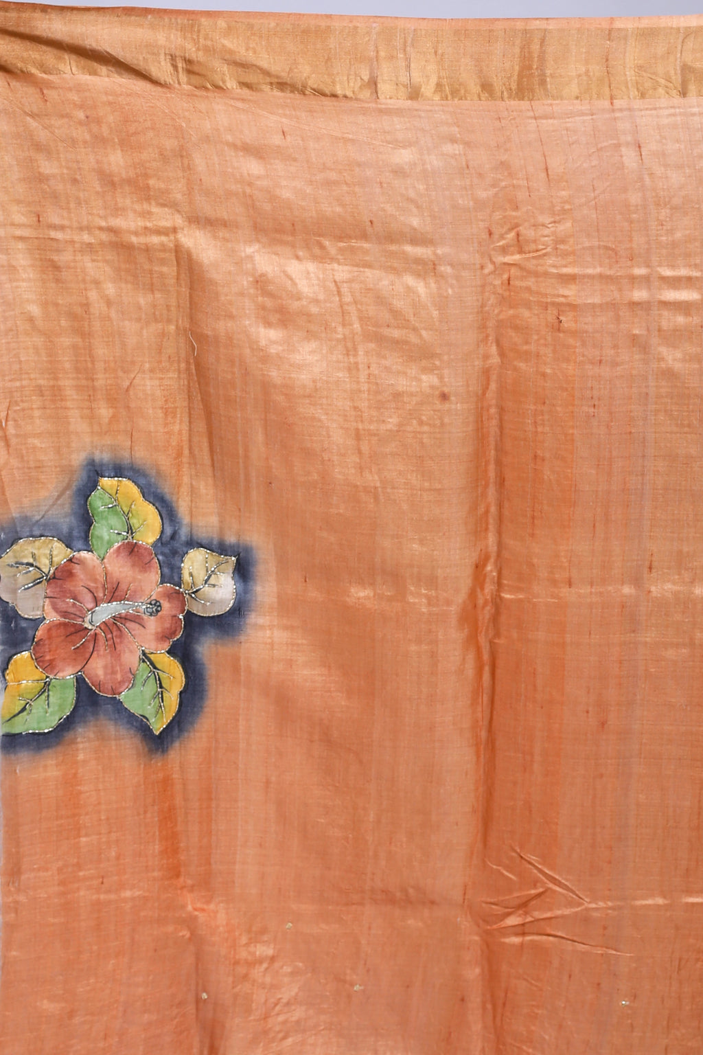 Yellow Tussar Cutdana Embroidery Saree With Blouse Piece