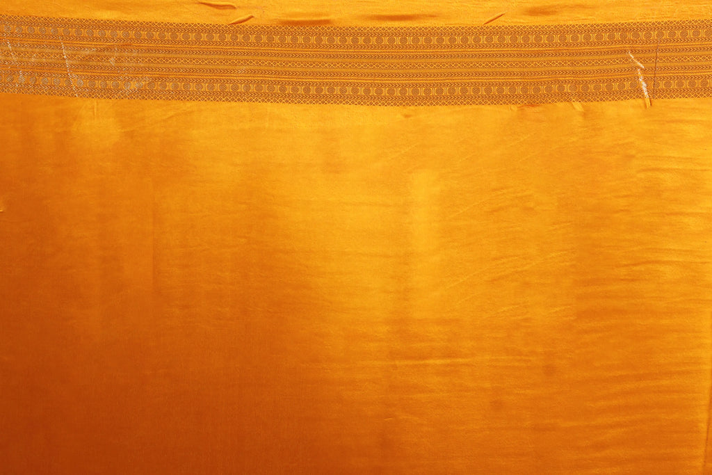 Mango Yellow Semi Mashru Saree With Blouse Piece