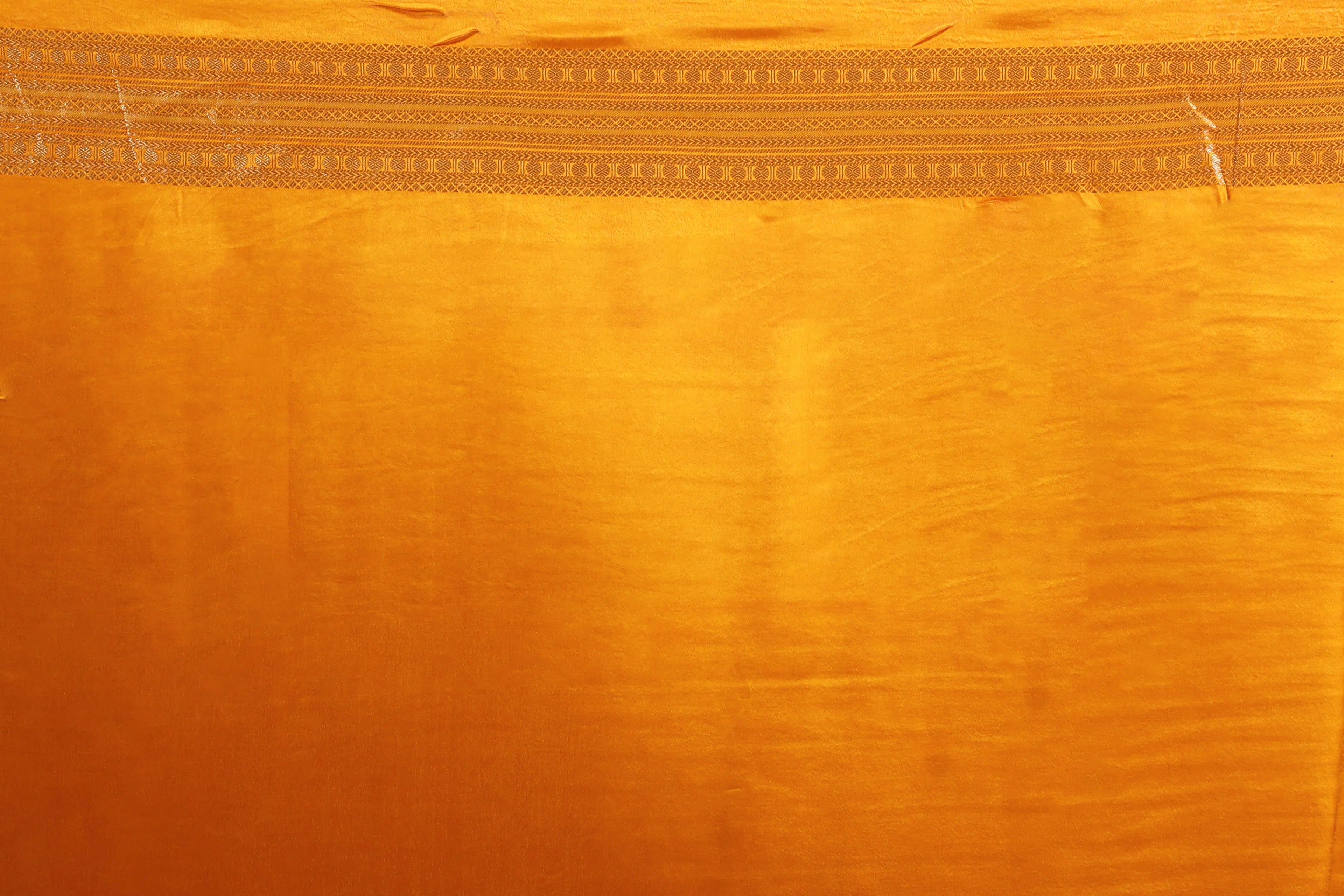 Mango Yellow Semi Mashru Saree With Blouse Piece