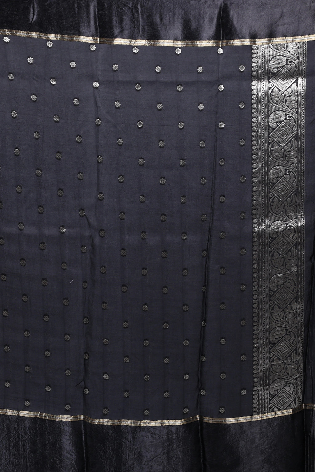 Black Semi Mashru Saree With Blouse Piece