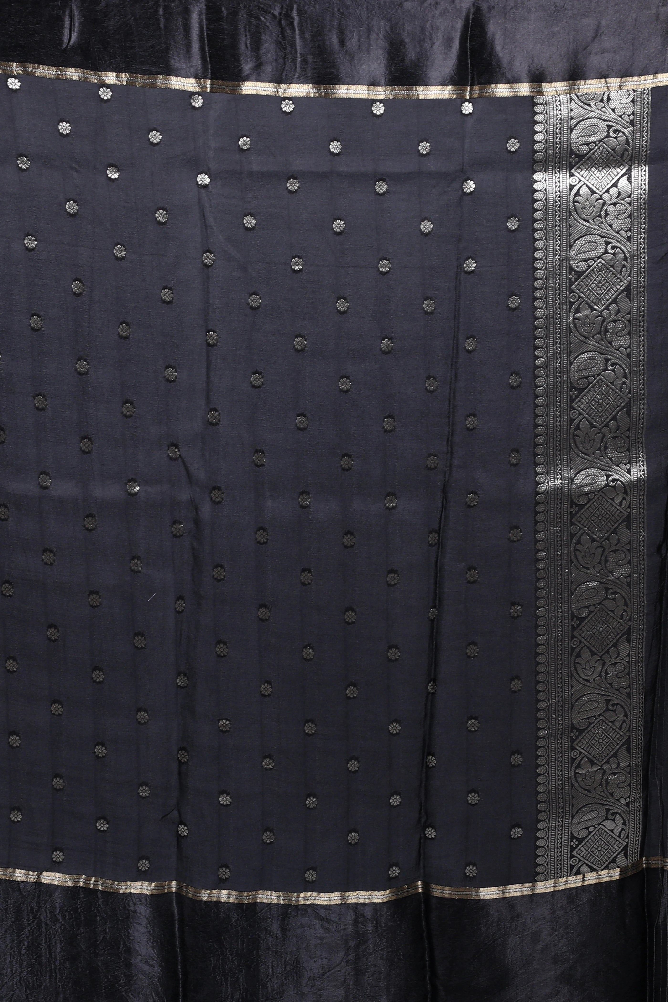 Black Semi Mashru Saree With Blouse Piece